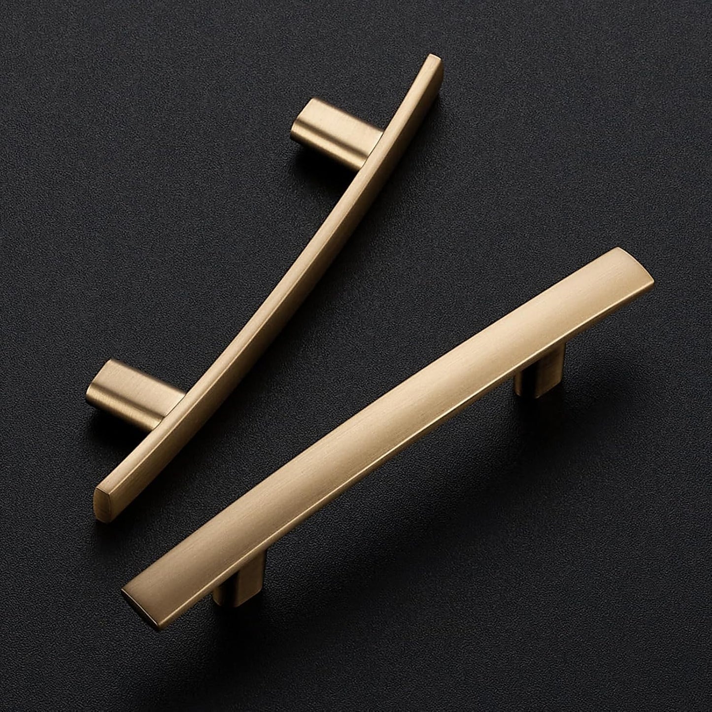 25 Pack Cabinet Handles 3" Hole Center - Curved Cabinet Pulls Champagne Bronze Drawer Pulls for Kitchen Cupboard Solid Handles for Dresser Drawer Arch Closet Hardware