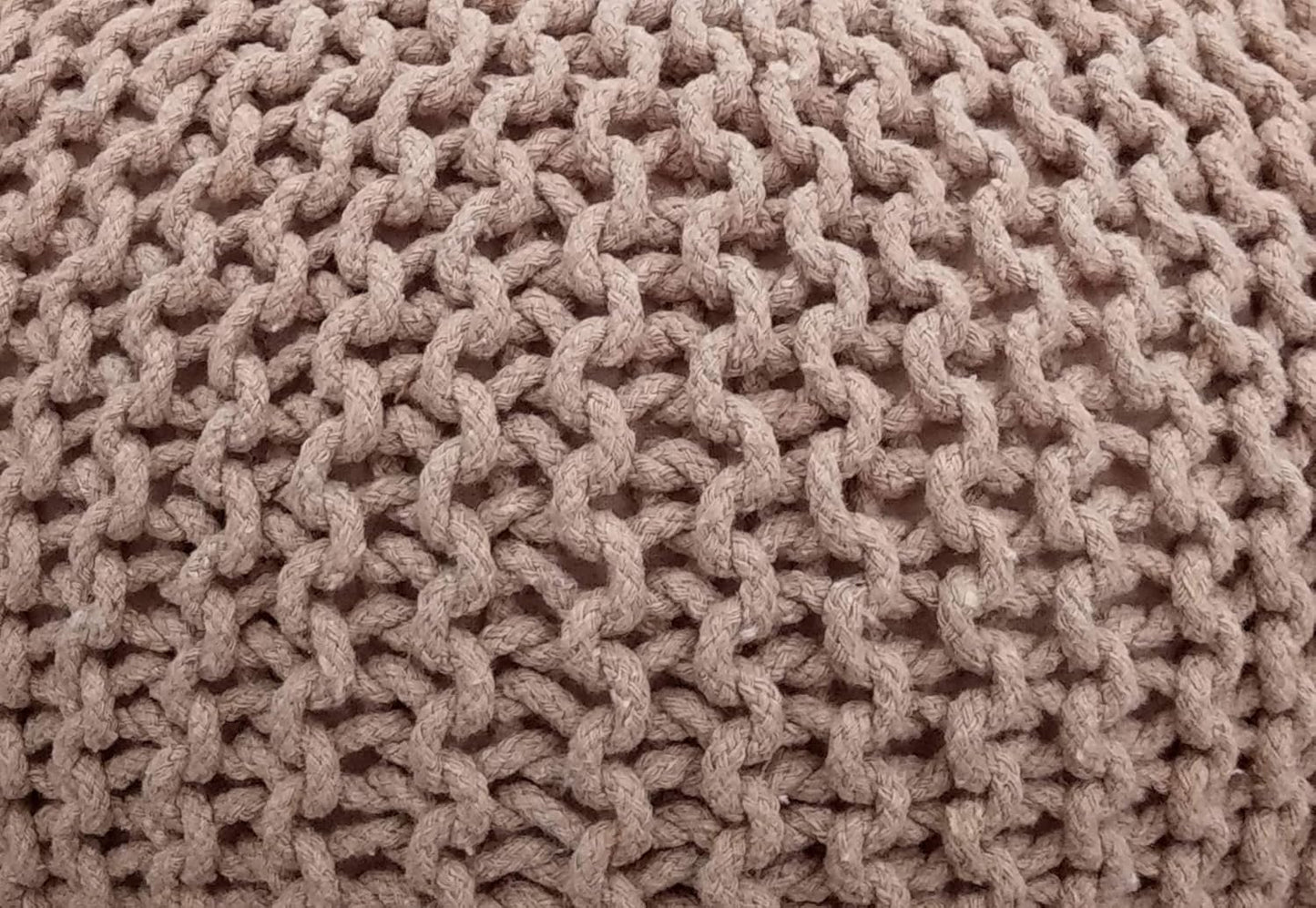 FRELISH DECOR Round Pouf Ottoman Hand Knitted 100% Cotton Pouf Foot Stool - Knitted Bean Bag - Floor Chair for Living Room Bedroom - Foot Rest for Couch (20 Diameter x 14 Height) - Taupe