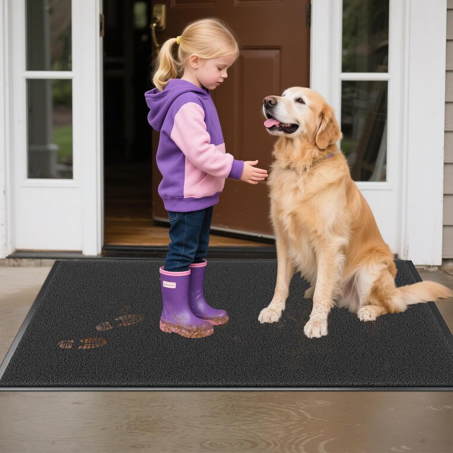 Front Door Mat Outside Entrance, 72" x 24" Doormat Outdoor Indoor Entrance, Non Slip Indoor Mats for Entryway, Heavy Duty Waterproof Low Profile Welcome Mat for Entry, Patio, High Traffic Areas