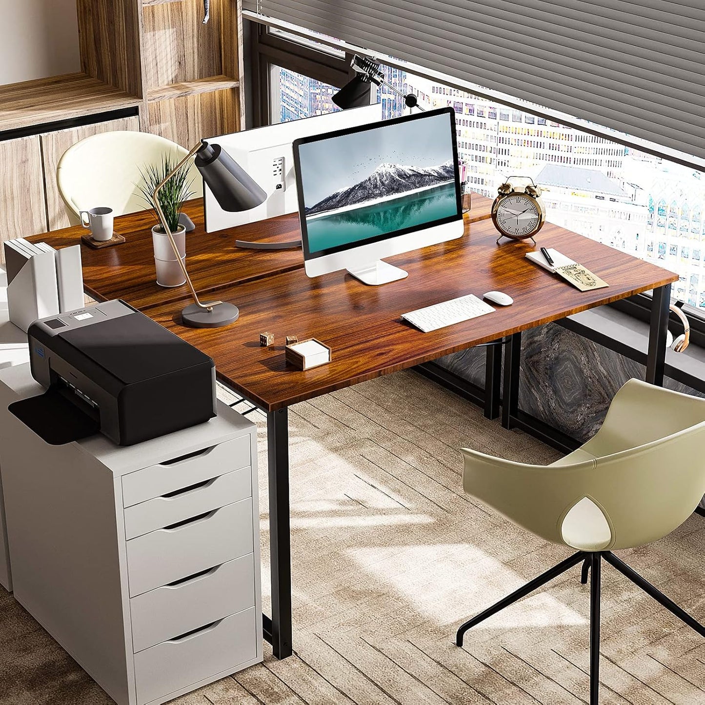 Coleshome 48 Inch Computer Desk, Modern Simple Style Desk for Home Office, Study Student Writing Desk, Deep Brown