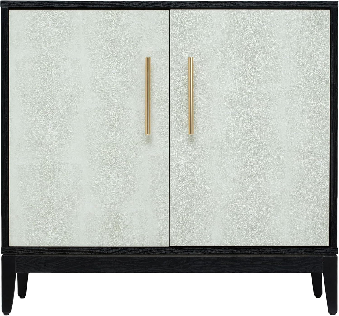 Sango Shagreen 2-Door Cabinet, Elegant Black Faux Shagreen Storage Cabinet with Brass Handles, Adjustable Shelf, Timeless Luxury Design, Stylish Accent Furniture for Living Room or Dining Room