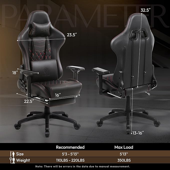 Dowinx Gaming Chair Big and Tall, Ergonomic Computer Chair with 4D Armrests and Footrest Massage Lumbar Support, High Back Comfortable Gamer Chair for Adults 350Lbs PU Leather for Office Game, Black