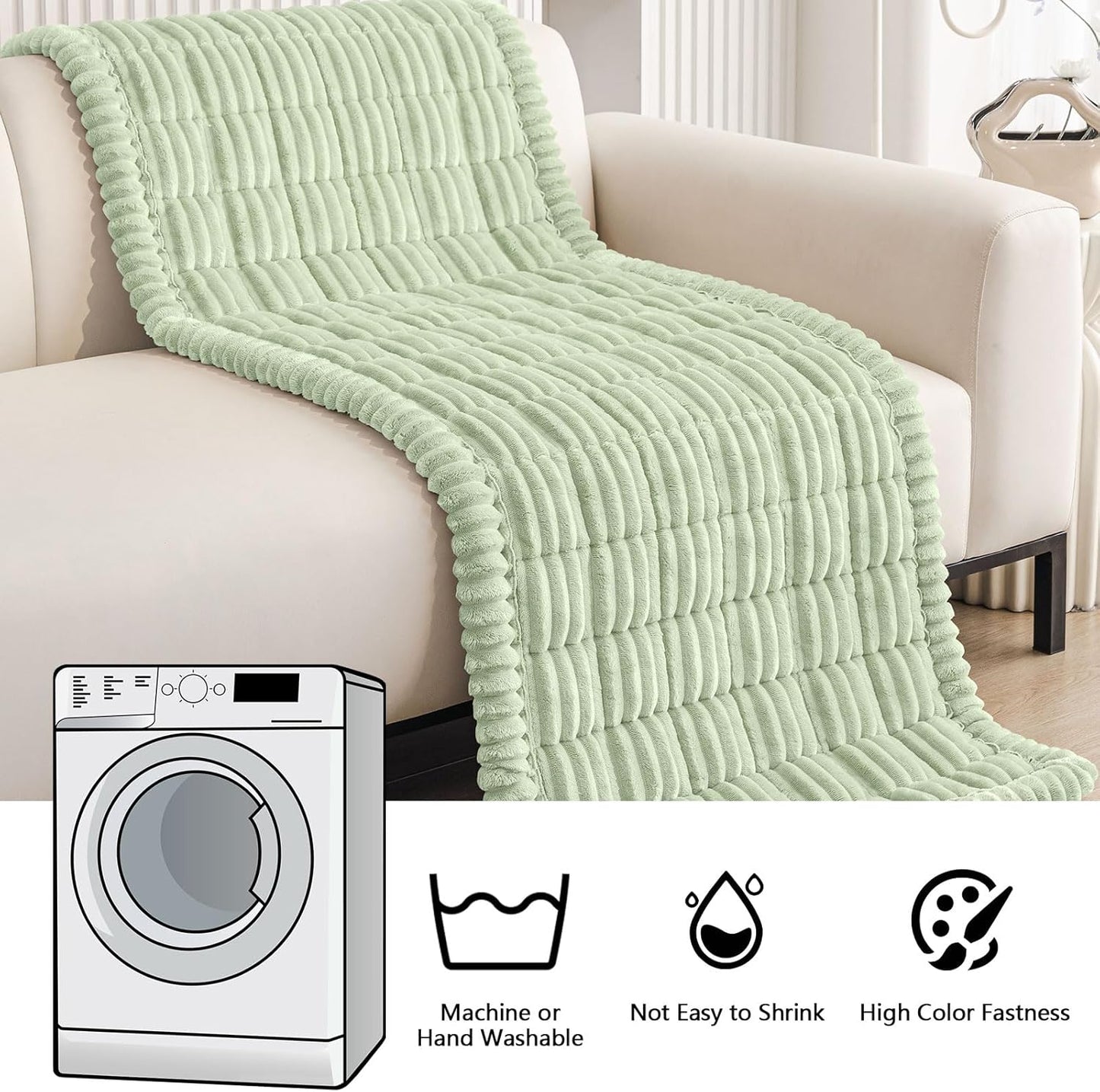 Smiry Couch Cover for Dogs Washable, Non Slip Fuzzy Pet Couch Covers for 3 Cushion Sofa Pet Friendly, Thick Soft Sofa Slipcovers Cushion Protector (Green, 27.6" x 70.9")