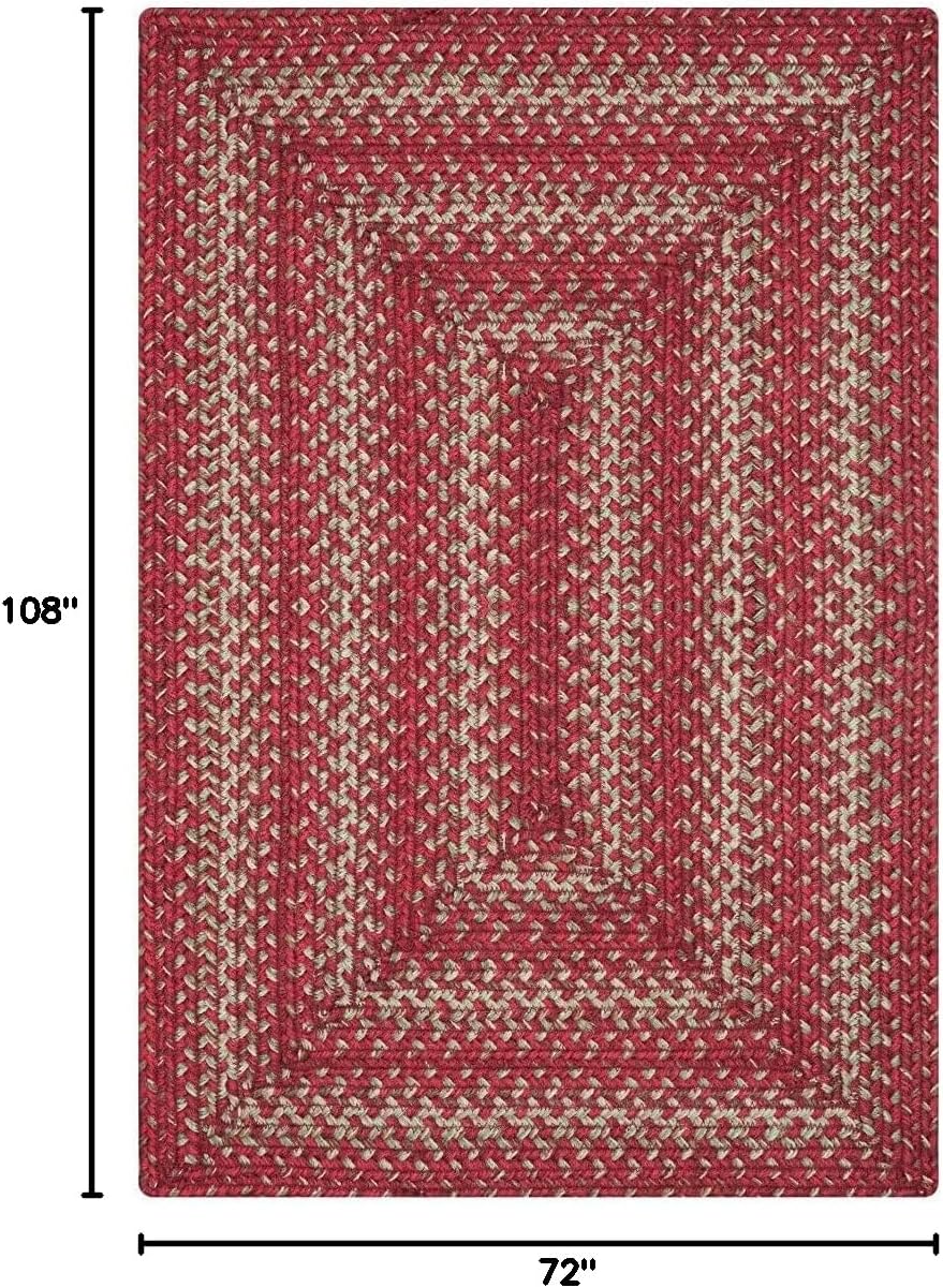 Homespice Apple Pie Jute Red 6x9' Braided Rug for Living Room, Bedroom Rug and Dining Room. Pet Friendly. Decor Styles- Farmhouse Rug, Rustic, Vintage, Cottage, Primitive, Country, Boho Rug