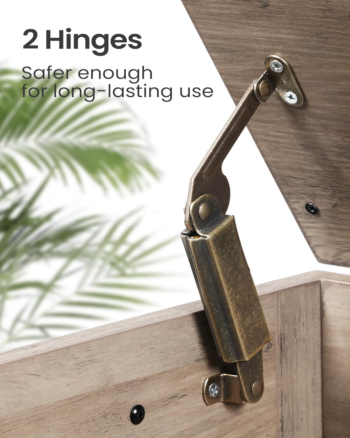 39.4" Storage Chest, Lift-Top Storage Trunk with 2 Safety Hinges, Wooden Bench Box Chest Organizer for Bedroom, Entryway, Living Room, Greige SB04505X