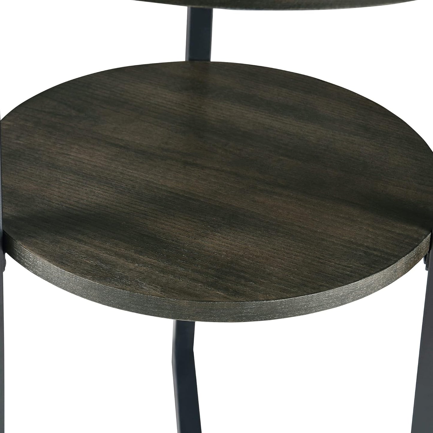 LEEMTORIG Round Side Table, 2-Tier End Table Nightstand with Metal Legs, Modern Bedside Couch Accent Table for Living Room, Bedroom, Office, Rustic Black/Black, 19.3 x 19.3 x 24 inches BZ-1338-BK