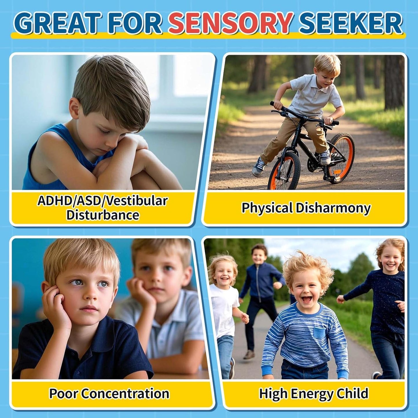 KidBloom Spinning Chair for Autistic Kids, Upgrade Handle Sensory Chair, Autism & ADHD Chair, Kid's Furniture, Autism Sensory Products for Kids