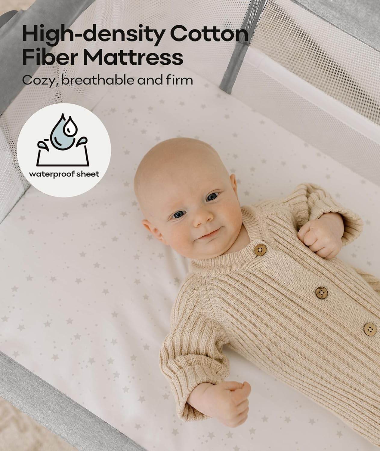 Fodoss Bedside Bassinet for Baby with Wheels, All Mesh Bedside Crib with Storage Basket, Hight Adjustable and Easy Assembly