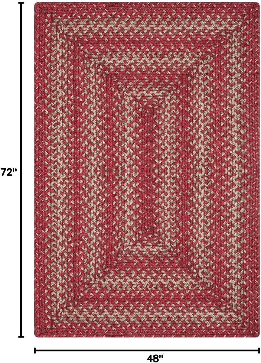 Homespice Apple Pie Jute Red 4x6' Braided Area Rug for Living Room, Bedroom and Dining Room. Pet Friendly. Decor Styles- Farmhouse Rug, Rustic, Vintage, Cottage, Primitive, Country, Boho Rug