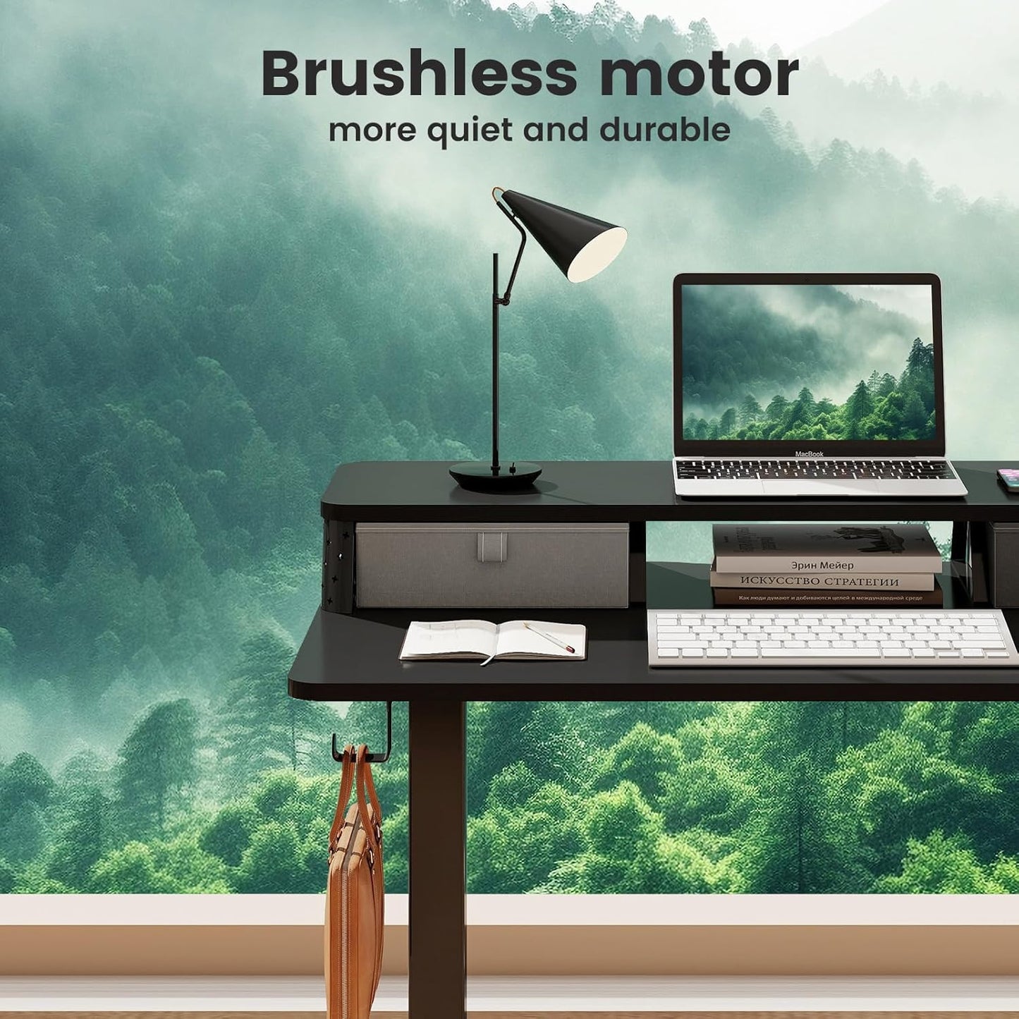 Small Standing Desk with Drawers and Brushless Motor,Electric Sit Stand Desk for Walking Pad,Ergonomic Stand Up Desk for Home Office & Gaming,3 Memory Height Preset & Hooks(35" x 20", Black)