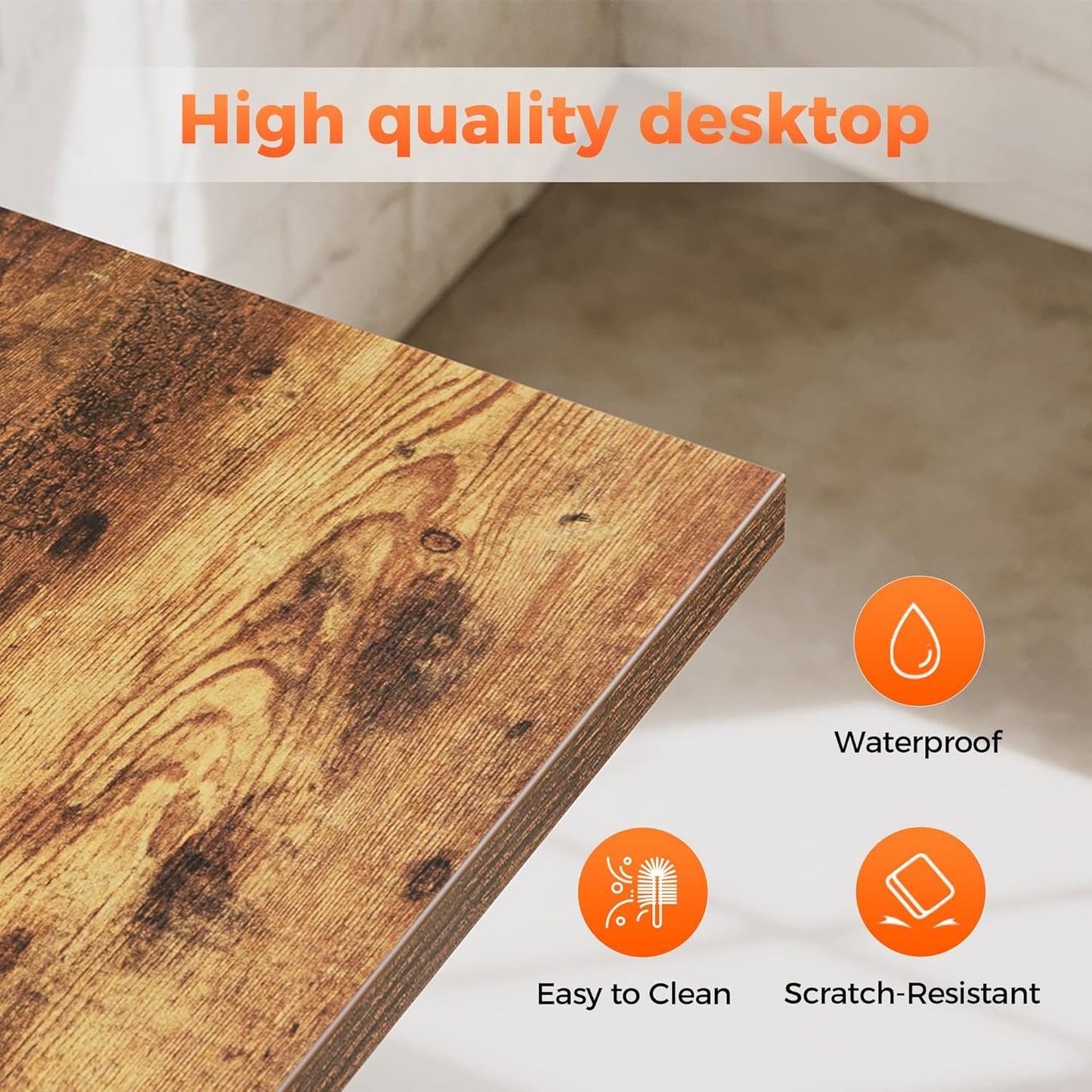Rolling Computer Desk with Wheels, Gaming Desk for Small Spaces, Modern Simple Style Table for Home Office, Study Writing Table (Caster, Rustic Brown, 48 inch)