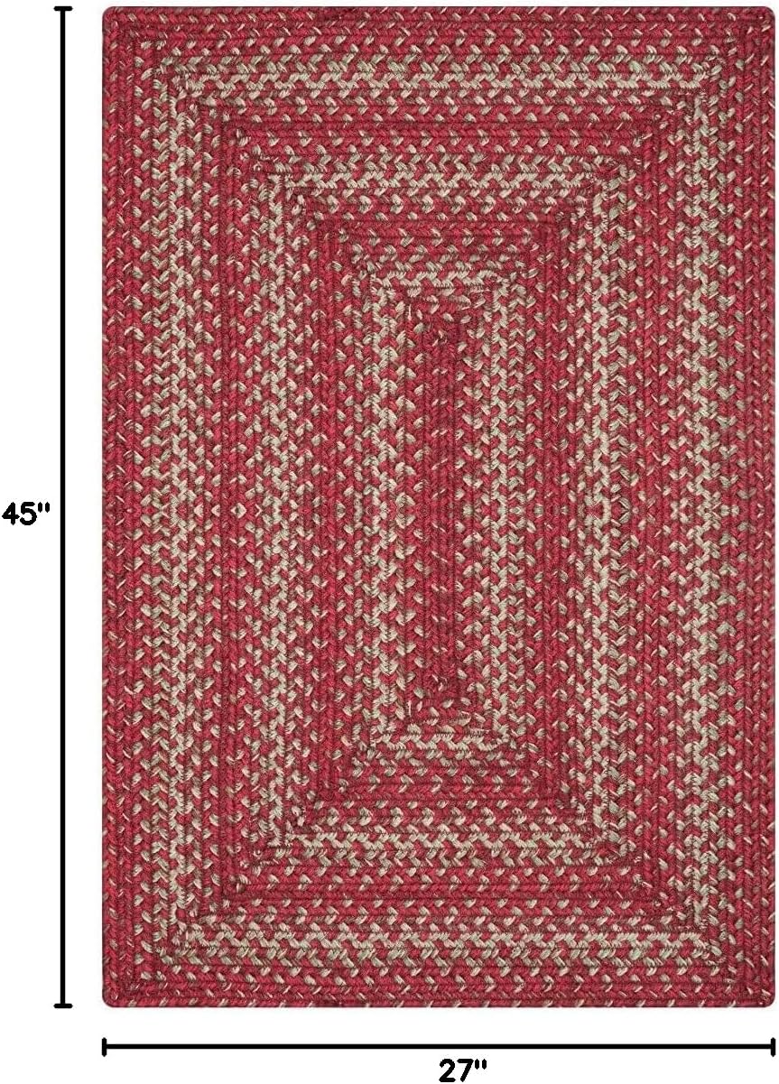 Homespice 27x45” Red Rect. Braided Rug. Apple Pie Red Jute Rug. Uses- Entryway, Kitchen Rugs, Bathroom Rugs. Reversible, Rustic, Country, Primitive, Farmhouse Decor Rug