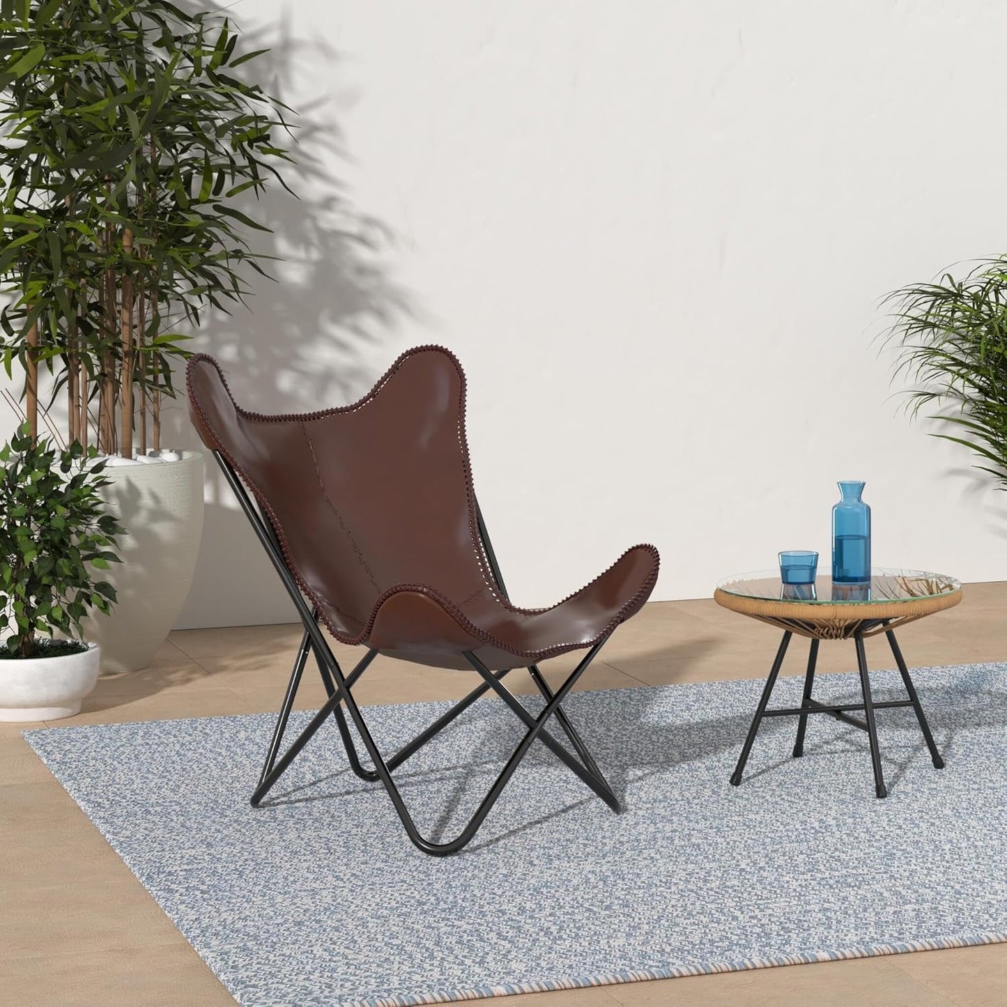 Brown Saddle Butterfly Modern Chair - Genuine Leather