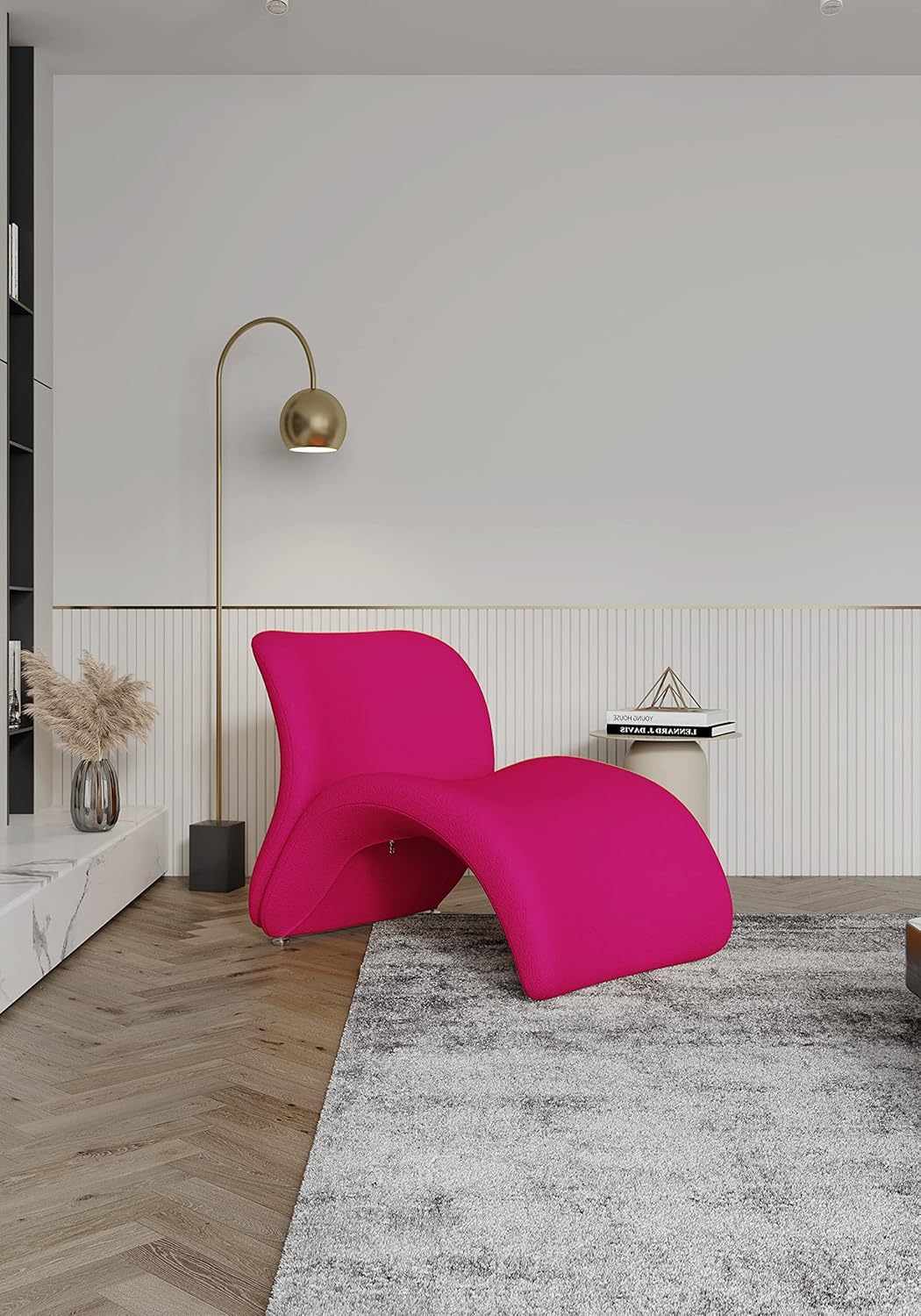Manhattan Comfort Rosebud Modern Accent Chair Upholstered in Wool Blend, Ideal for Pop Living Room Usage, Abstract Lounge Seat with Metal Legs, Fully Assembled, Set of 3, Red, Yellow and Fuchsia Pink
