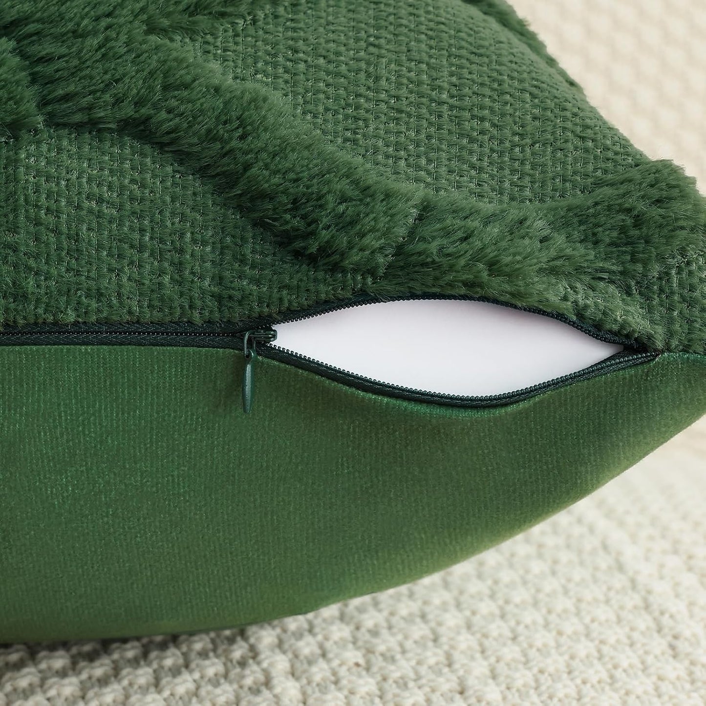 decorUhome Throw Pillow Covers 26x26 Inch Set of 2, Soft Plush Faux Fur Wool Forest Elf Couch Pillow Covers, Decorative Neutral Pillow Cases for Bed Sofa Living Room Home Decor