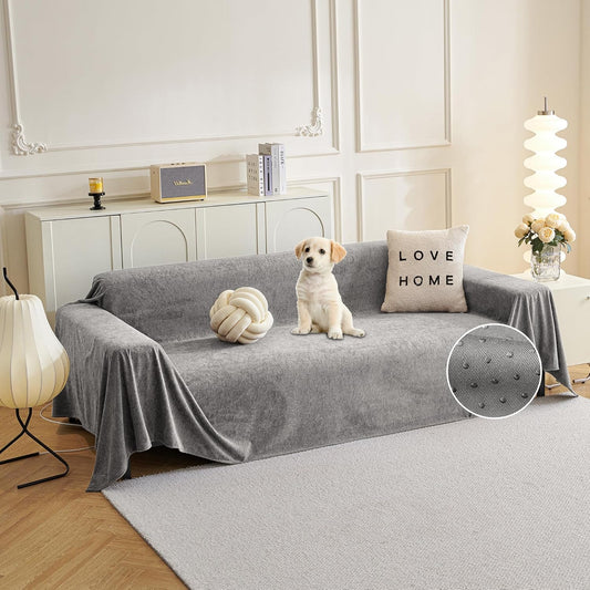 MYSKY HOME Couch Covers, Couch Cover 3 Cushion Sofa, Couch Covers for Pet, Dog Couch Protector, L Shape Sofa Cover Non Slip Sofa Slipcover Thick Washable Furniture Covers for Pets, 91"x 150", Grey