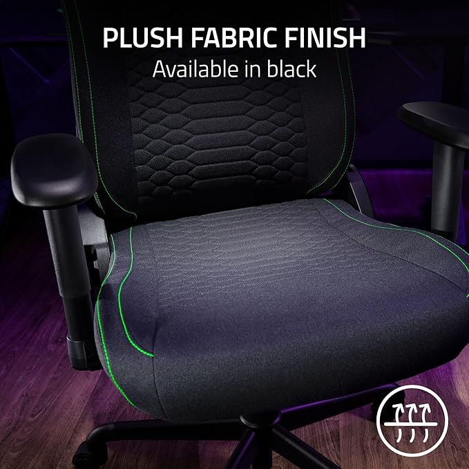 Razer Iskur V2 X Ergonomic Gaming Chair: Built-in Lumbar Support - Widened Seat Base - High Density Foam Cushions - Adjustable 152 Degree Recline - 2D Armrests - Plush Fabric Finish - Black