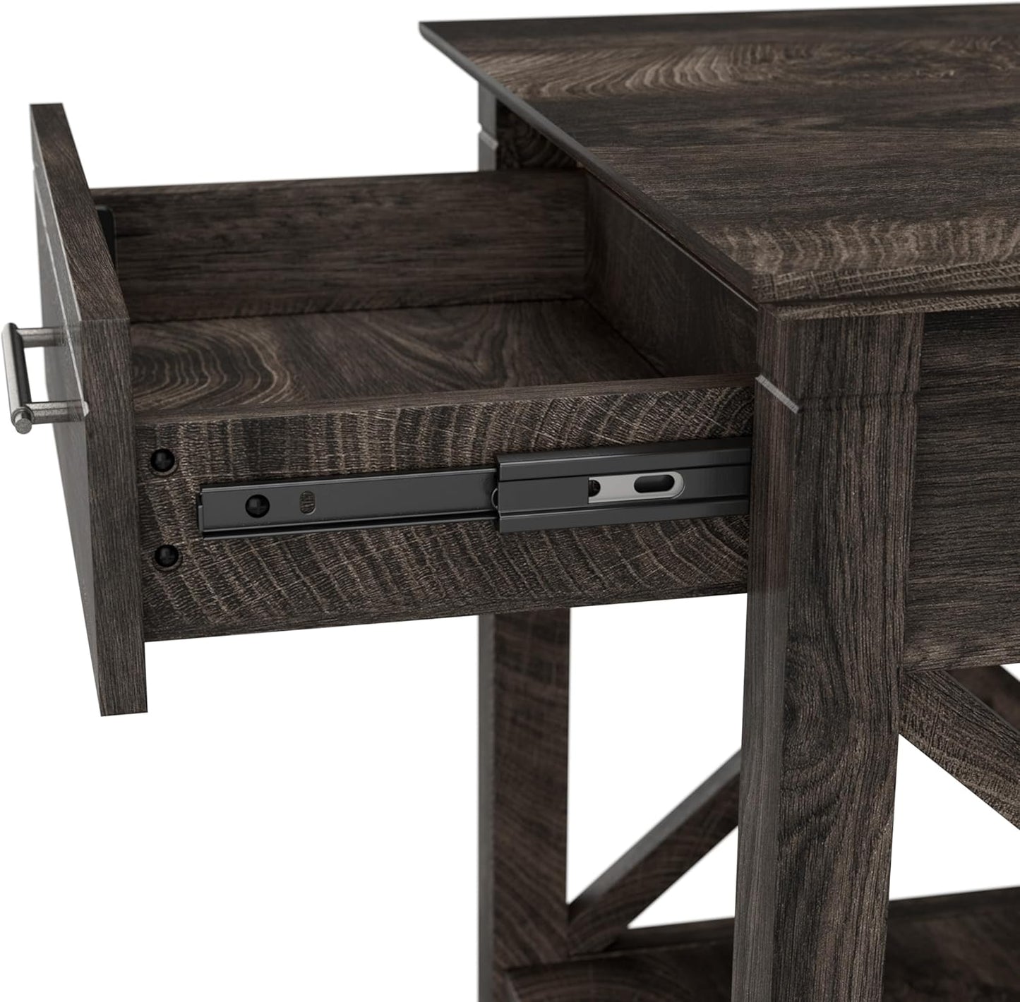Bush Furniture Key West Small End Table with Storage | Modern Farmhouse Accent Shelf for Living Room in Dark Gray Hickory