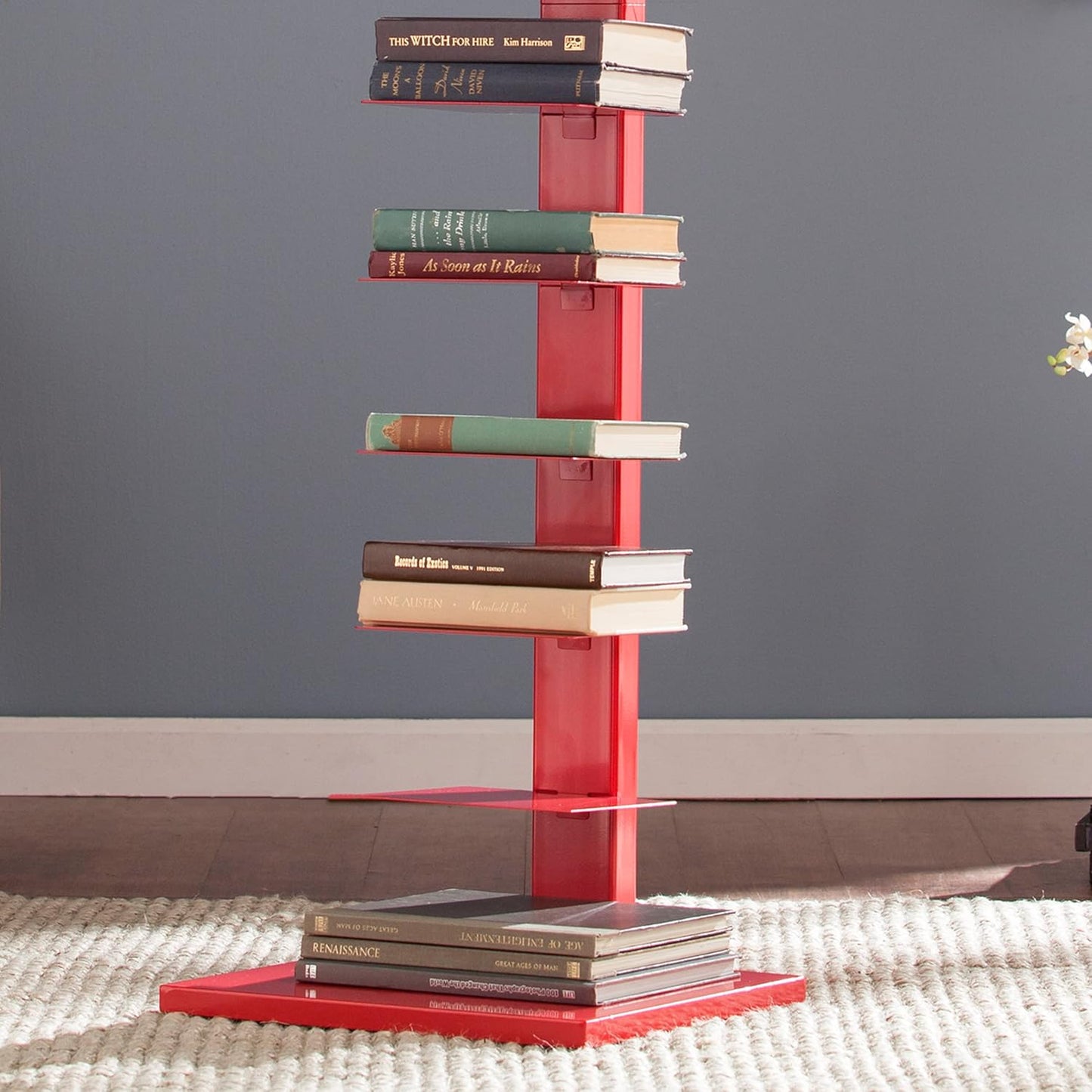 SEI Furniture Stewartby Spine Tower Shelf - Valiant Poppy, Red