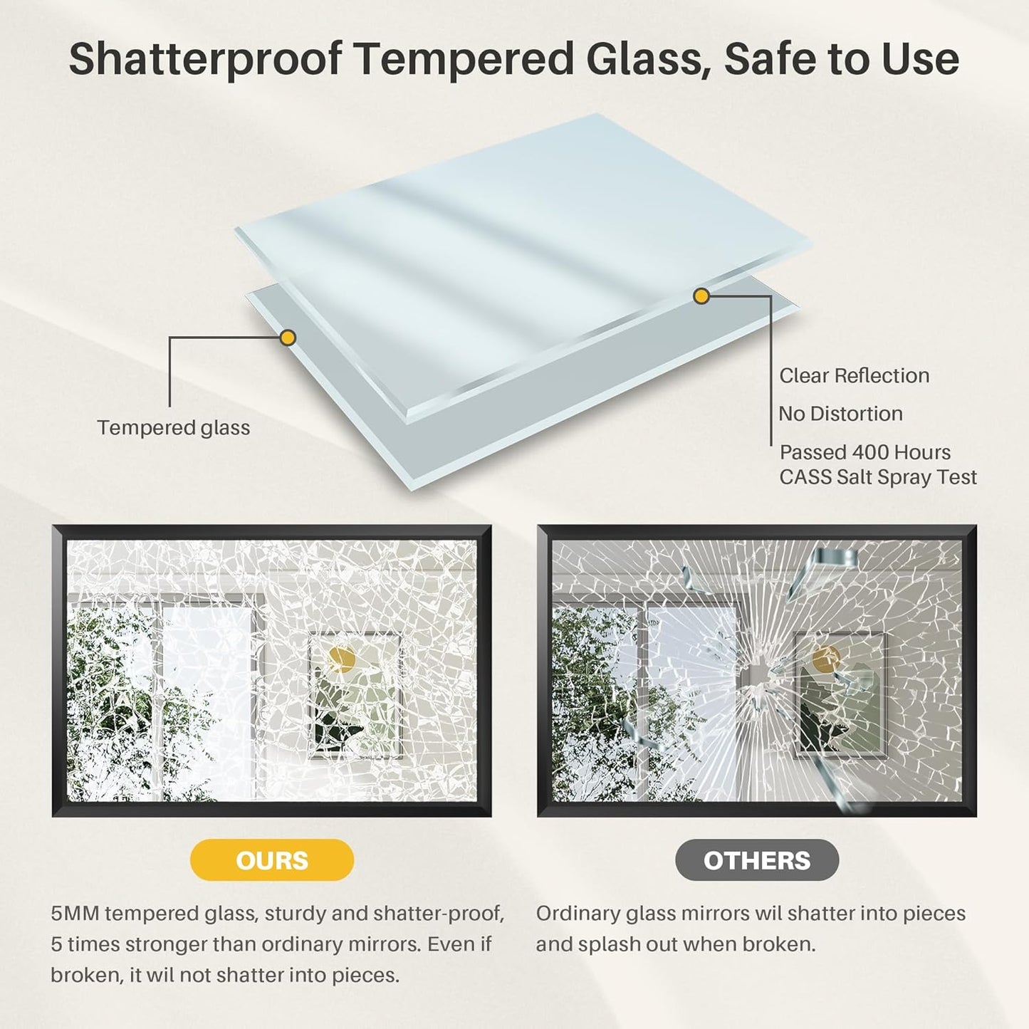 72x36 Inch Black Bathroom Mirror for Wall, Thick Metal Framed Rectangle Mirrors for Over Sink, Bedroom, Living Room, Entryway, Anti-Rust, HD Tempered Glass