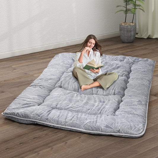 Japanese Floor Mattress,4" Thicken Japanese Floor Sleeping Pad Foldable,Futon Mattress Suitable for Camping and Guest Room (Grey, Twin (80" x 36"))