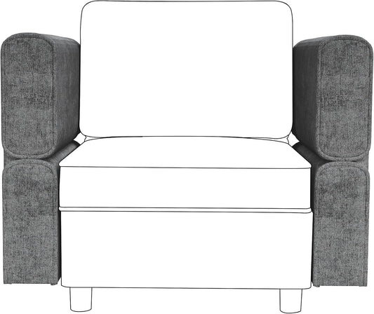 GAOMON Chenille Armrest Module for Modular Sectional Sofa, 90°-180° Adjustable Sofa Armrest, A Pair of Couch Armrests for Sectional Sleeper Sofa, Gray