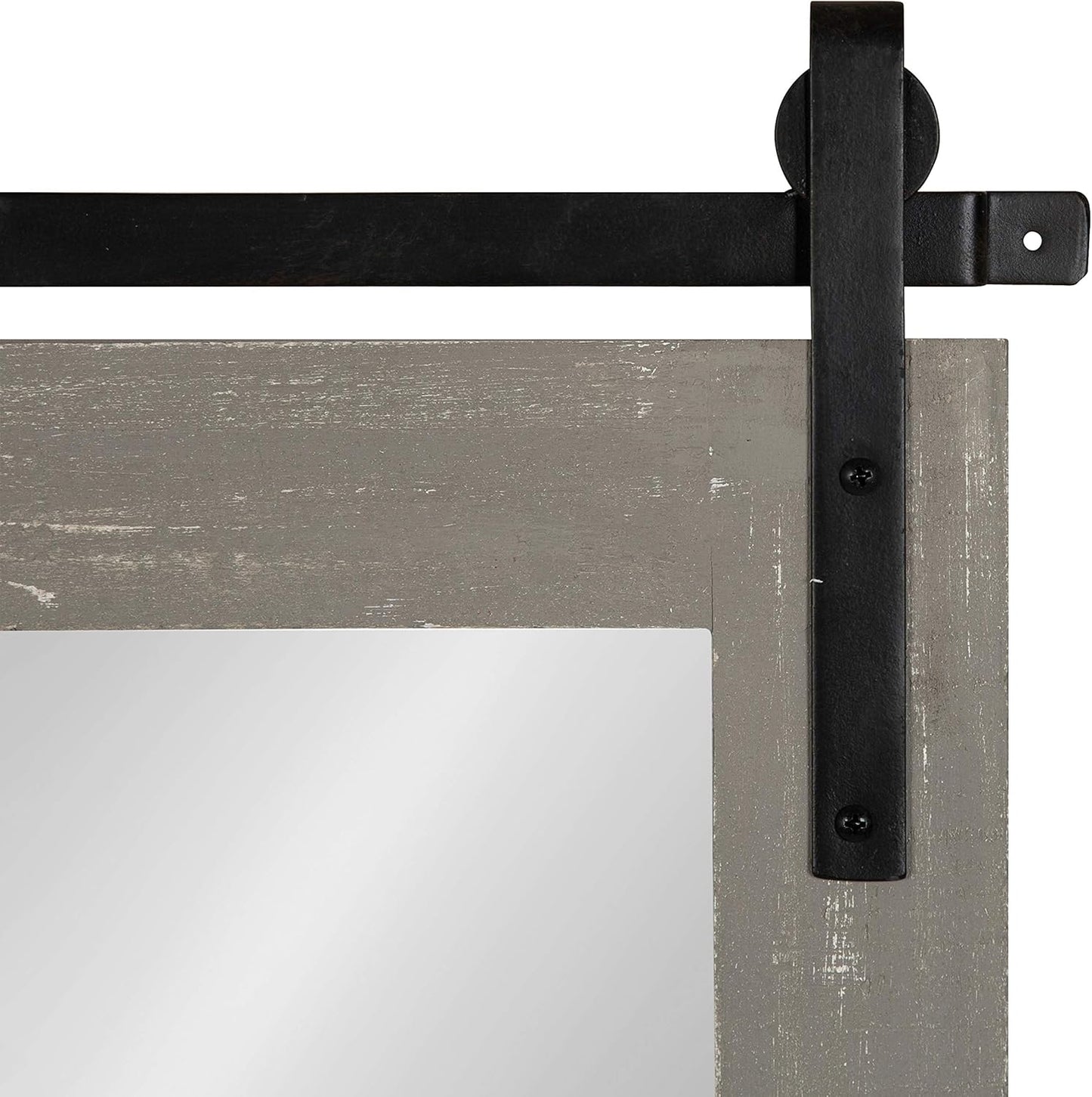 Kate and Laurel Cates Farmhouse Horizontal Wood Framed Wall Mirror, 40 x 26, Gray, Barn Door-Inspired Rustic Mirrors for Wall