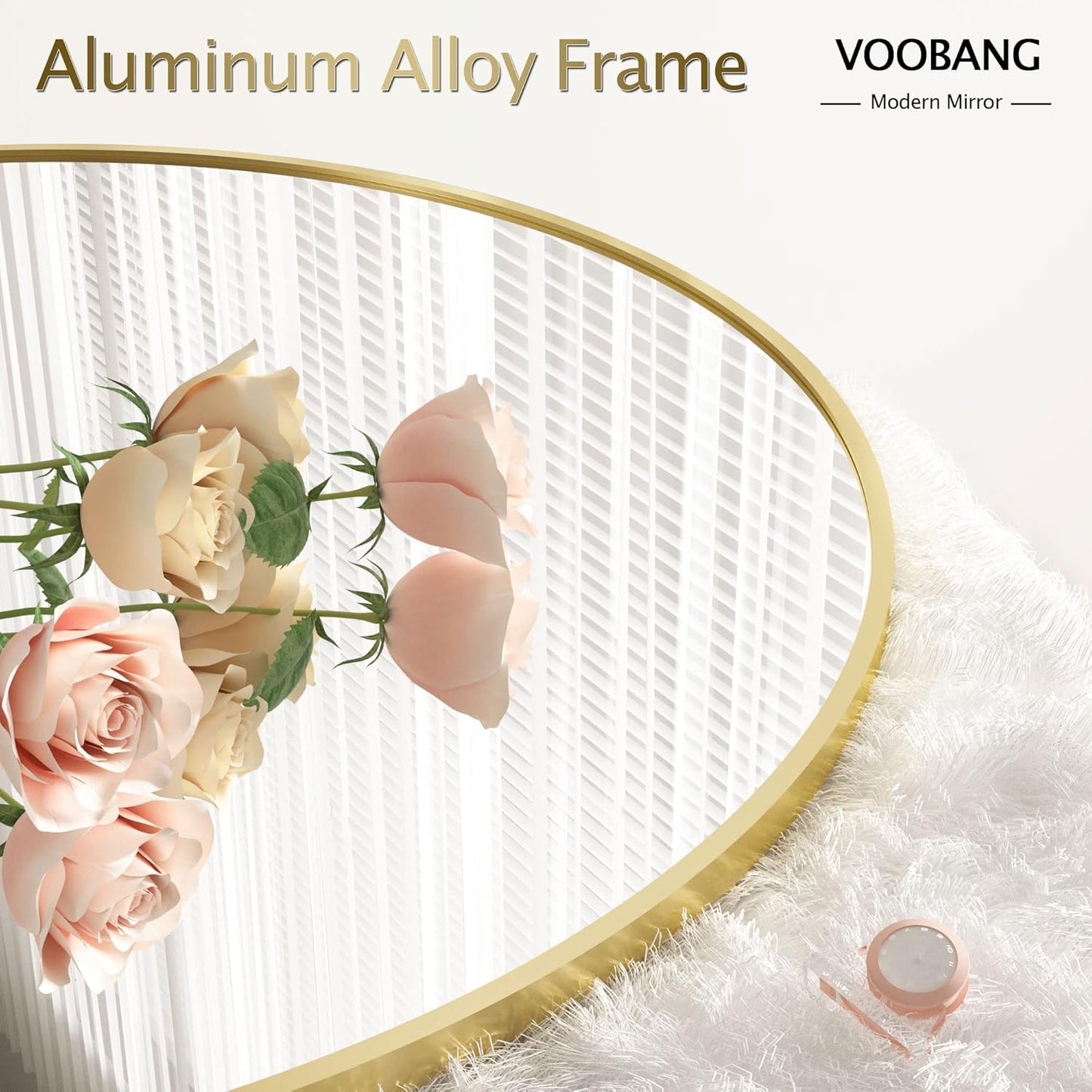 Round Mirror 29.6" Black Wall Mounted Circle Mirrors Vanity Mirror with Aluminum Alloy Frame Modern Decoration for Bathroom, Living Room, Vanity, Bedroom, Entryway