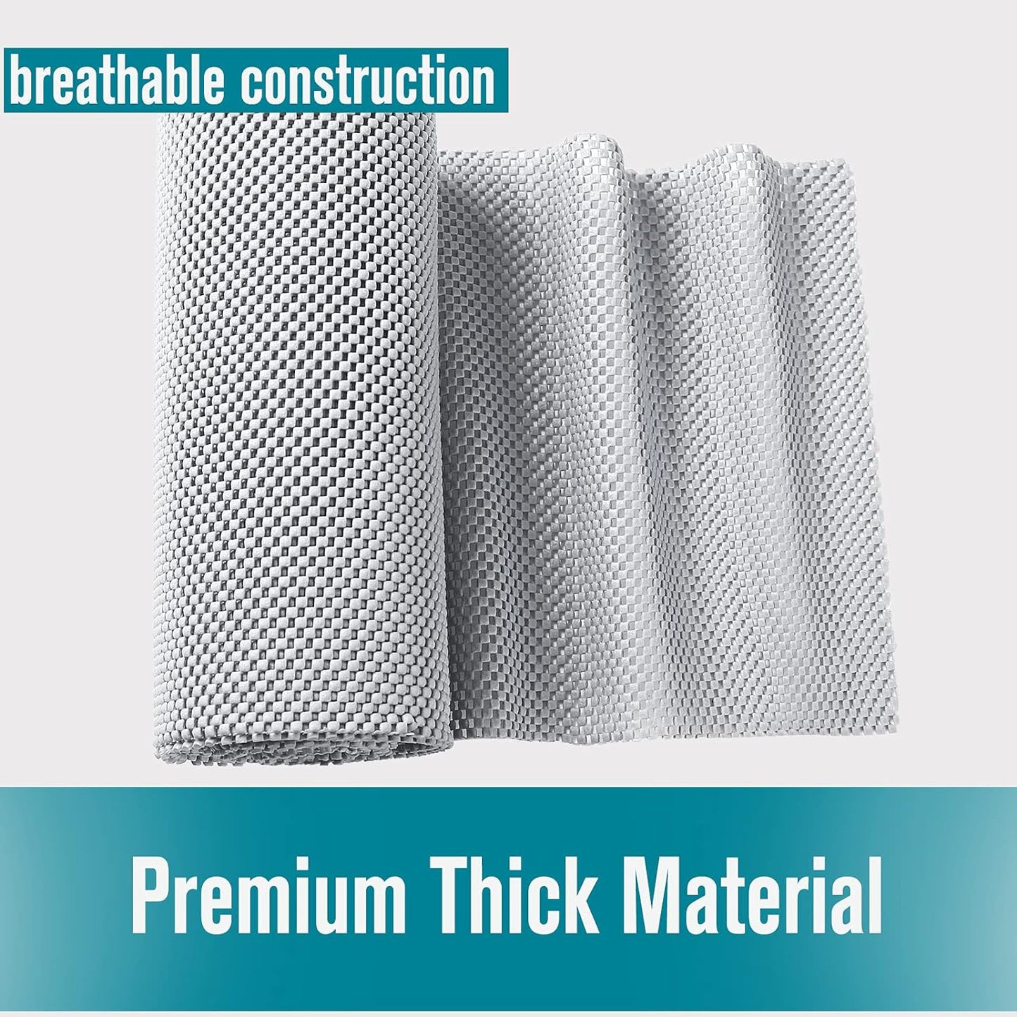 Shelf and Drawer Liner, Non-Adhesive Non Slip and Grip Durable Clean Pad Full Size 17.7 Inches x 20 Feet for Drawers, Shelves, Cabinets, Storage, Kitchen, Desks, Kitchenware, Tableware, Light Gray