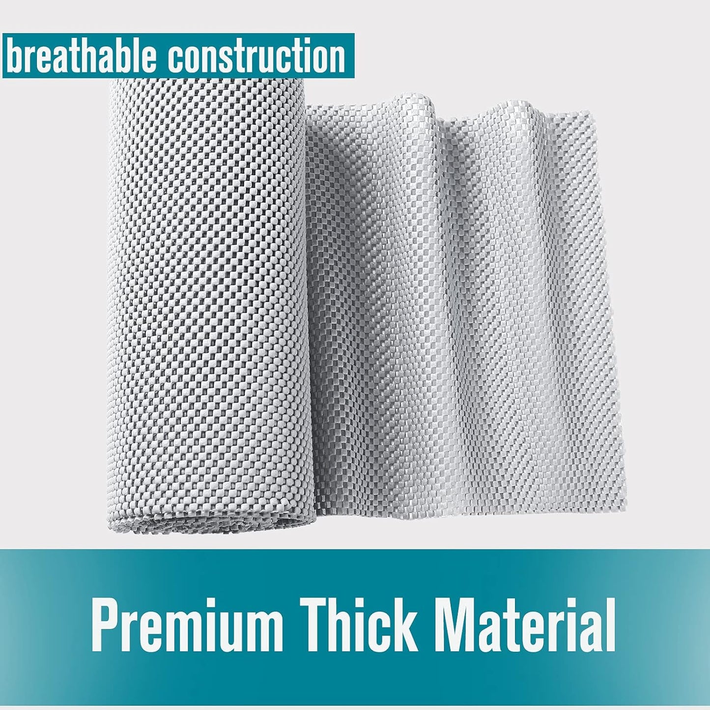 Drawer Shelf and Cabinet Liner, Thick Strong Grip, Non-Adhesive Liners Protect Kitchen Cabinets and Cupboard, Bathroom Drawers, Easy Install, Breathable Mat, 20 Inches x 20 Feet, Black