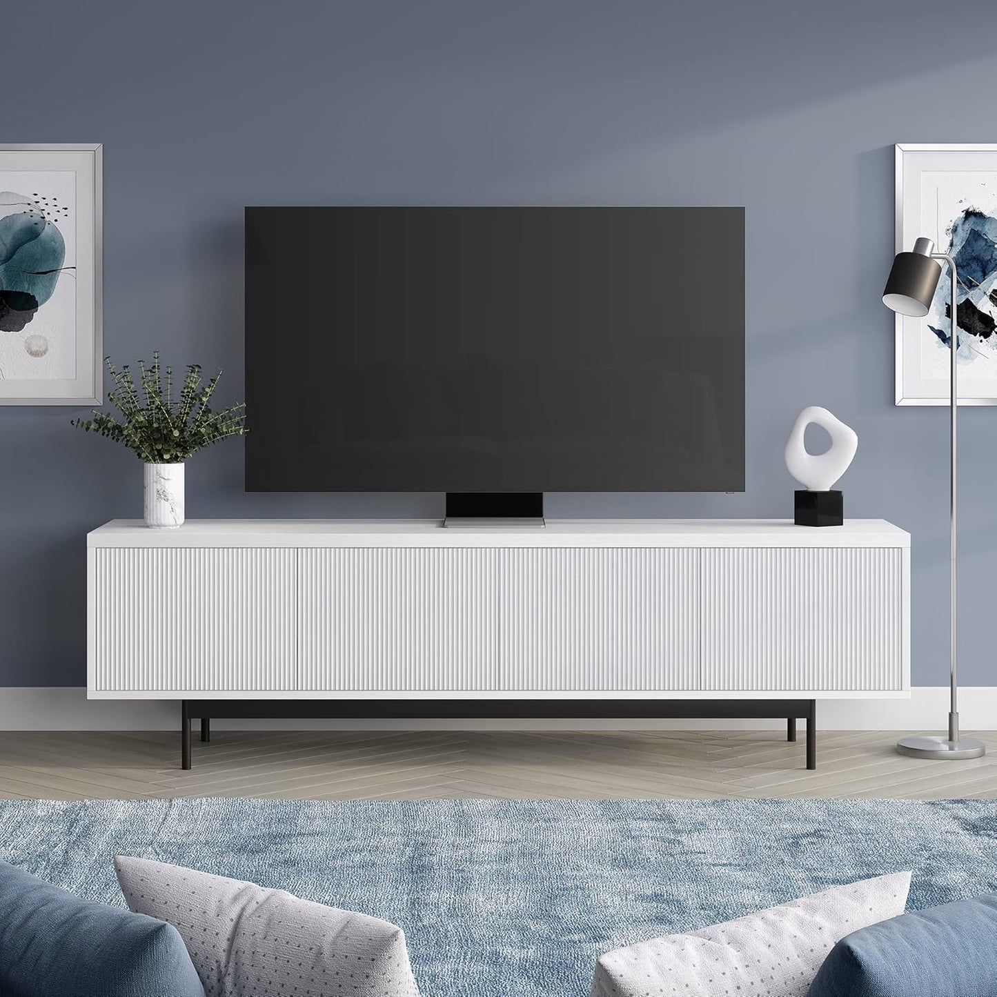 Henn&Hart Whitman, 70'' Rectangular TV Stand, White