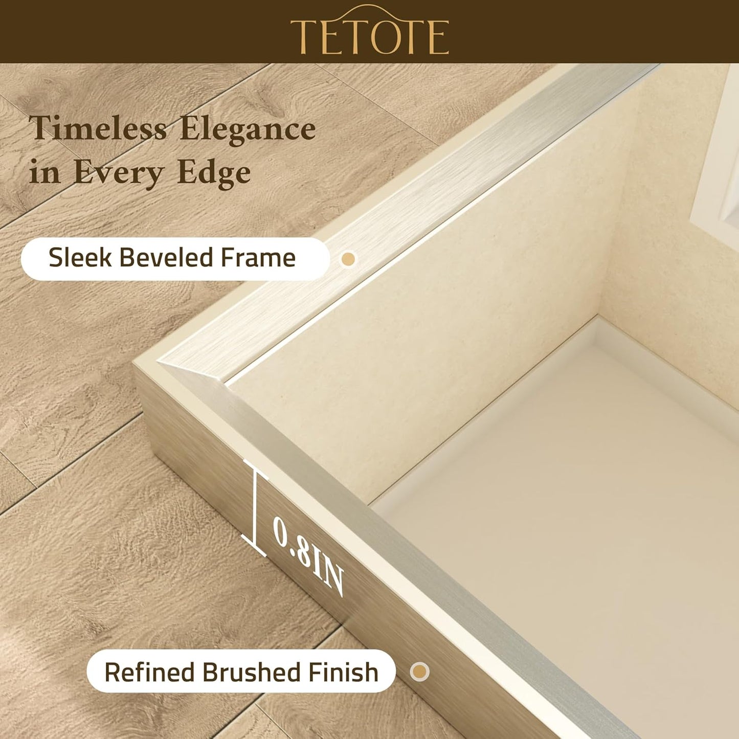 TETOTE Bathroom Mirror for Over Sink Brushed Nickel Beveled Frame 42" x 36" Rectangle Bathroom Vanity Wall Mirror, Tempered Glass, Stronger Frame, Modern Farmhouse Bedroom, Entryway, Living Room