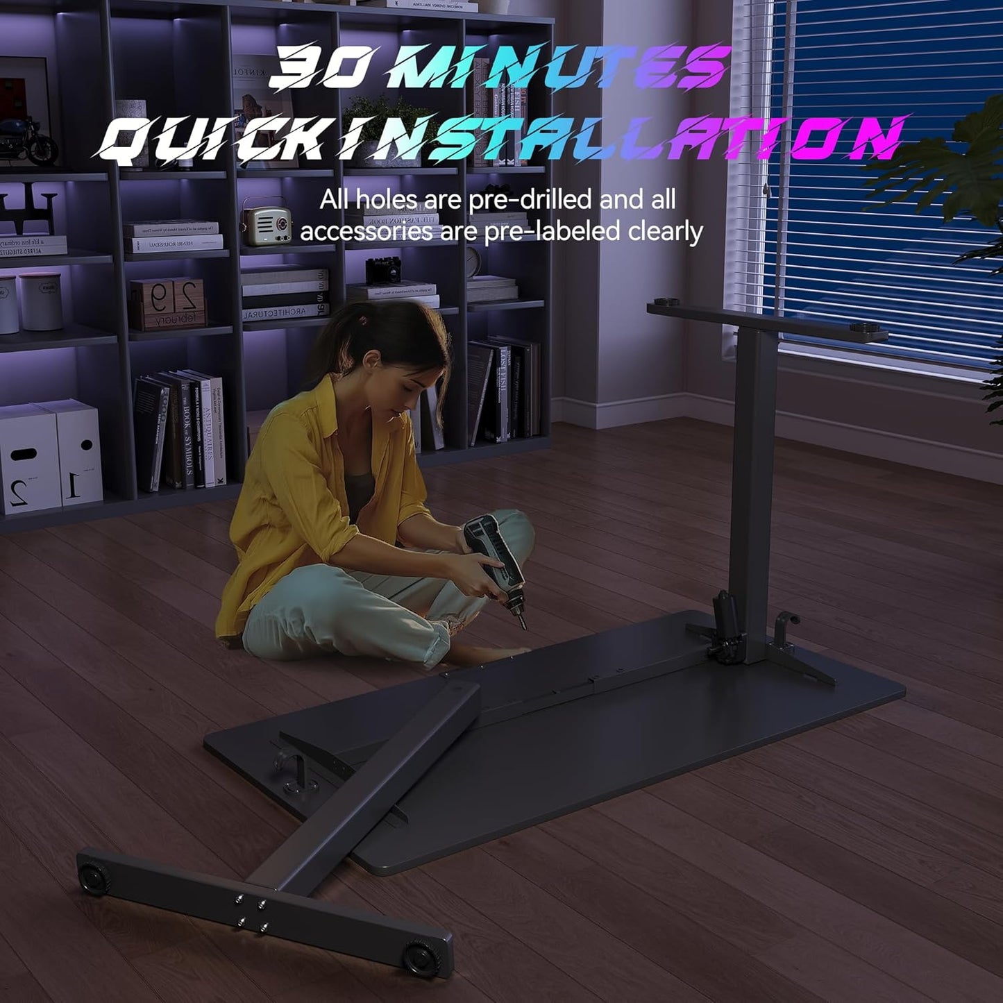 Electric Standing Desk Adjustable Height 55"x24" Stand Up Desk with Lockable Wheels Ergonomic Sit Stand Desk for for Work Office Home Computer Workstation (Black)