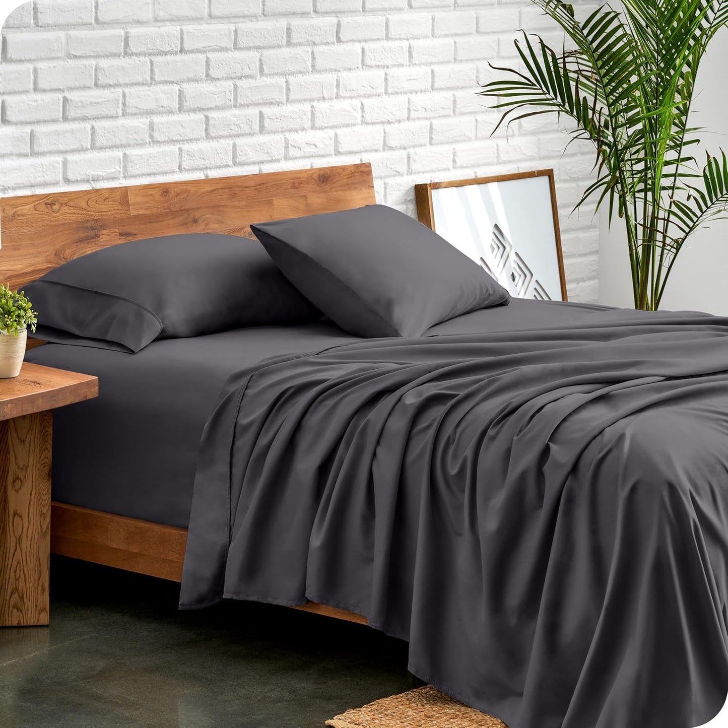 Bare Home California King Sheet Set - 1800 Ultra-Soft Microfiber Cal King Bed Sheets - Double Brushed - Deep Pockets - Easy Fit - 4 Piece Set - Bed Sheets (California King, Forged Iron Grey)