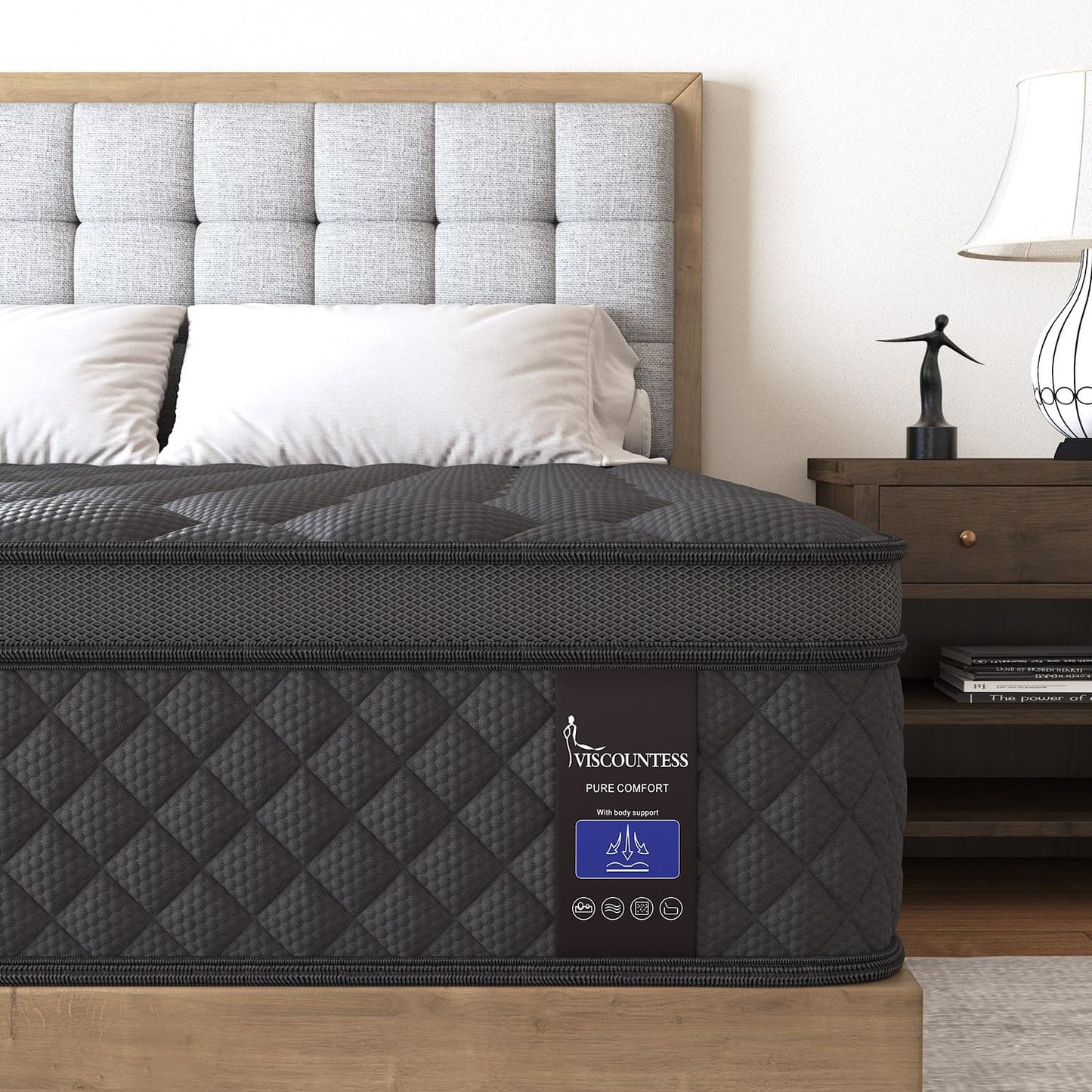 Twin Mattress, 10 Inch Hybrid Mattresses Euro Top Medium Firm for Back & Lumbar Support,Individual Pocket Spring Bed for Motion Isolation & Pressure Relief