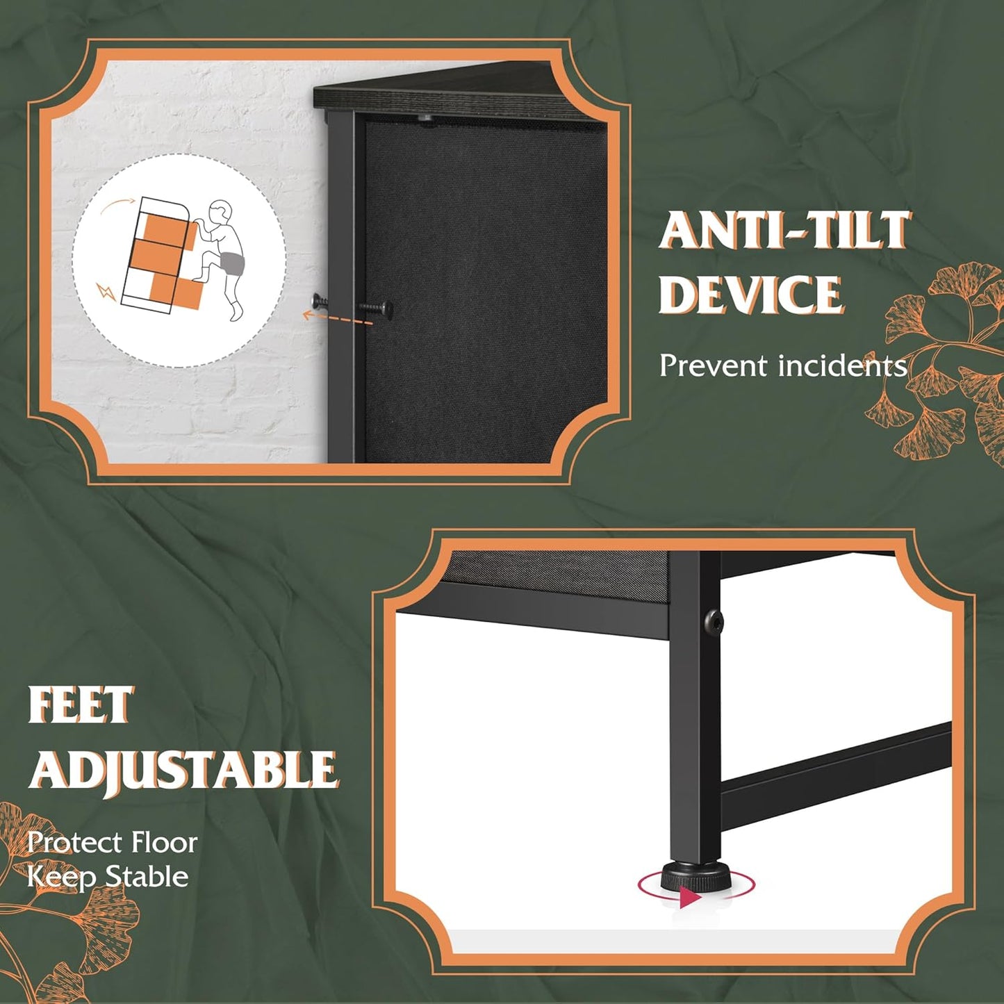 WLIVE Storage Organizer Unit with 12 Fabric Bins, Storage Drawers Organizer with Steel Frame, Tall Storage Tower Organizaton for Living Room, Hallway, Office, Charcoal Black Wood Grain Print