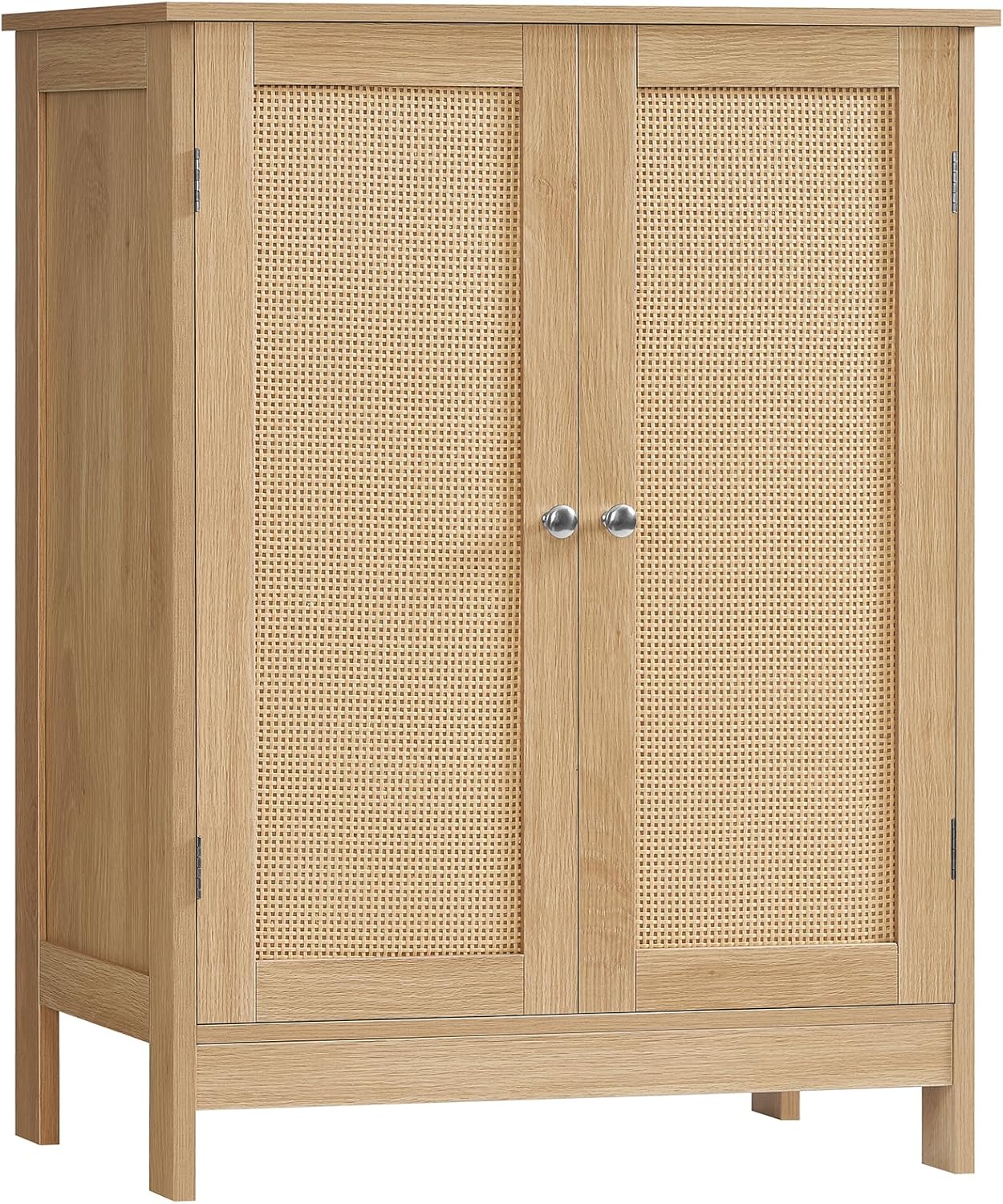 Iwell Storage Cabinet, Rattan Cabinet with Adjustable Shelf, for Living Room, Entryway, Kitchen, Home Office, Nature
