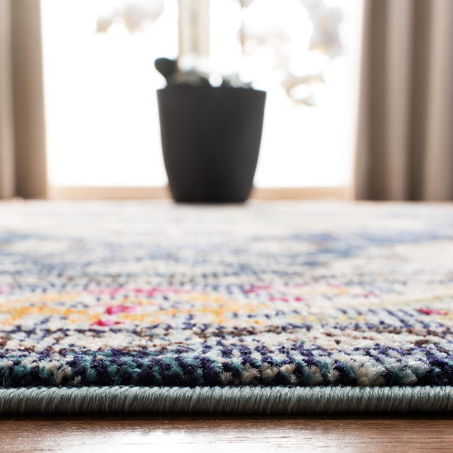 SAFAVIEH Monaco Collection Runner Rug - 2'2" x 14', Navy & Light Blue, Boho Chic Medallion Distressed Design, Non-Shedding & Easy Care, Ideal for High Traffic Areas in Living Room, Bedroom (MNC243N)