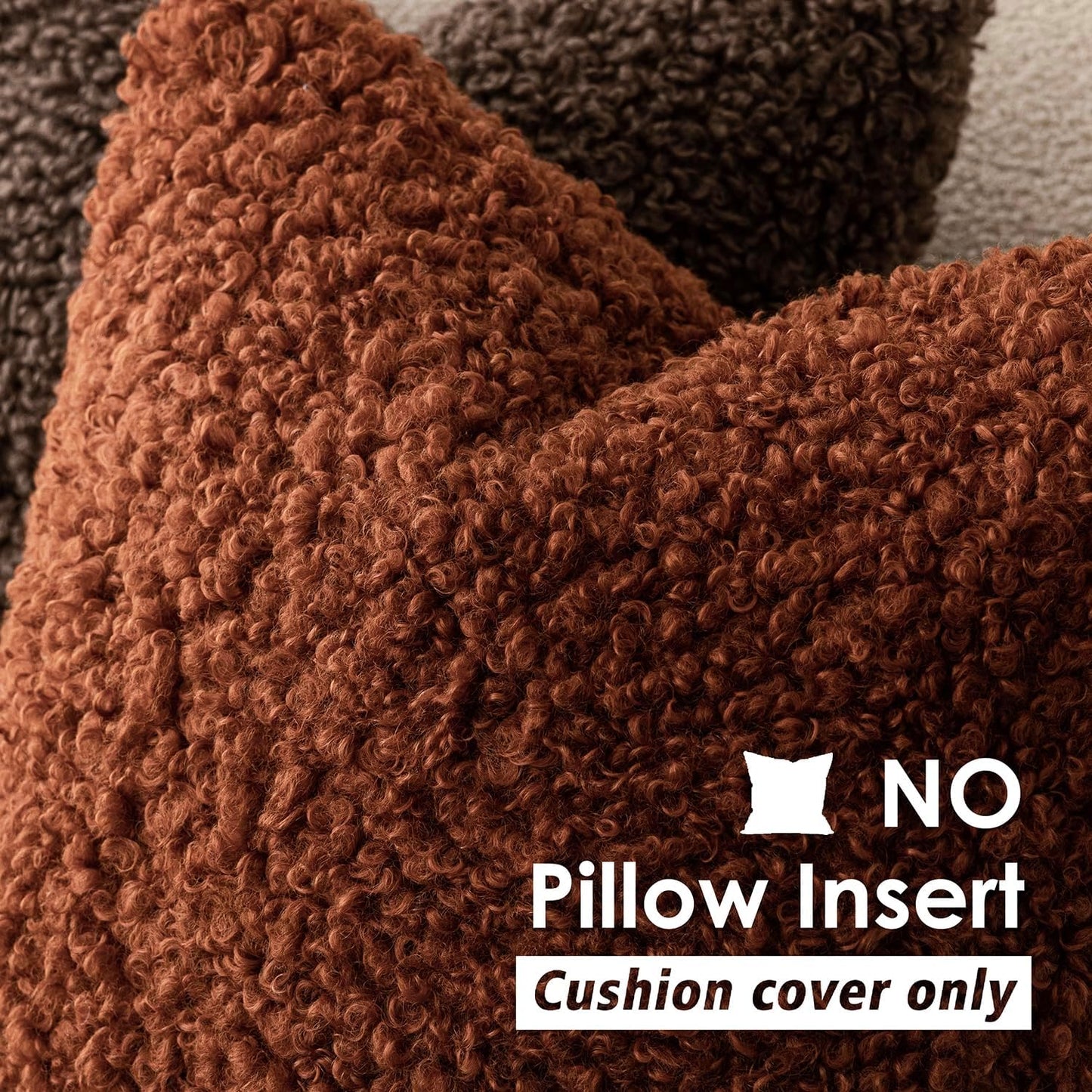 Foindtower 2 Pieces 16x16 Inch Hazel Brown,Faux Fur Throw Pillow Cover Accent Sherpa Furry Pillow Covers Fuzzy Soft Pillowcases Cozy Sheepskin Decorative Fleece Cushion Case for Bed Couch Living Room