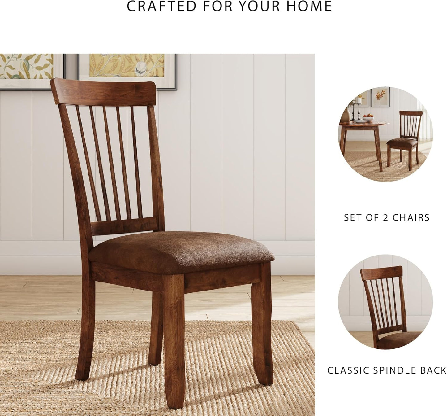 Signature Design by Ashley D199-01 Berringer 18" Rustic Dining Chair with Cushions, 2 Count, Light Brown