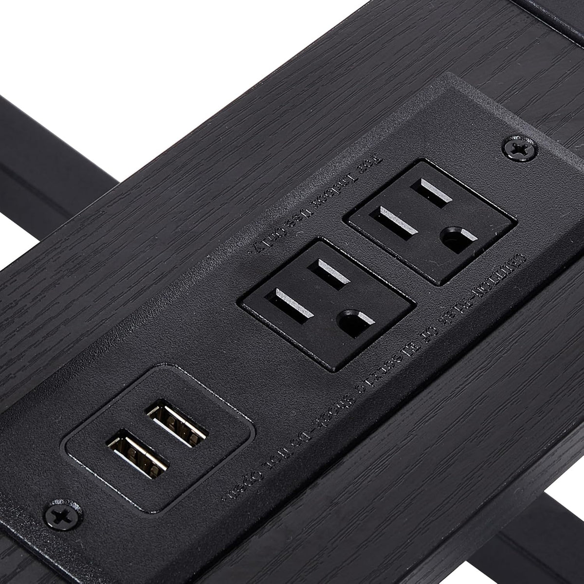 VECELO C Shaped End Side Table with Charging Station & Power Outlets for Couch Sofa/Bed, Snack TV Tray with Metal Frame for Living Room Bedroom 2 Set, Black