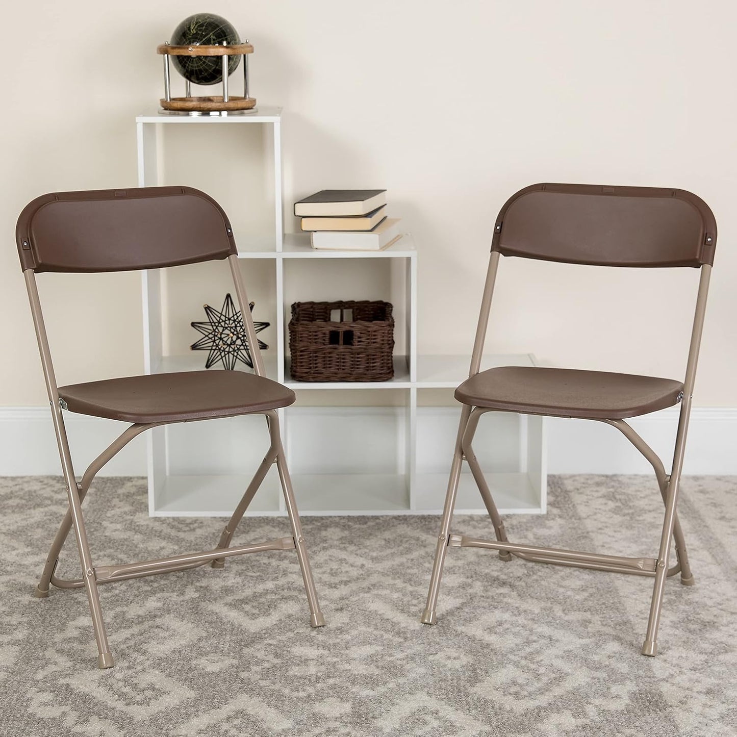 Flash Furniture Hercules Series Plastic Folding Chair Brown - 10 Pack 650LB Weight Capacity Comfortable Event Chair-Lightweight Folding Chair