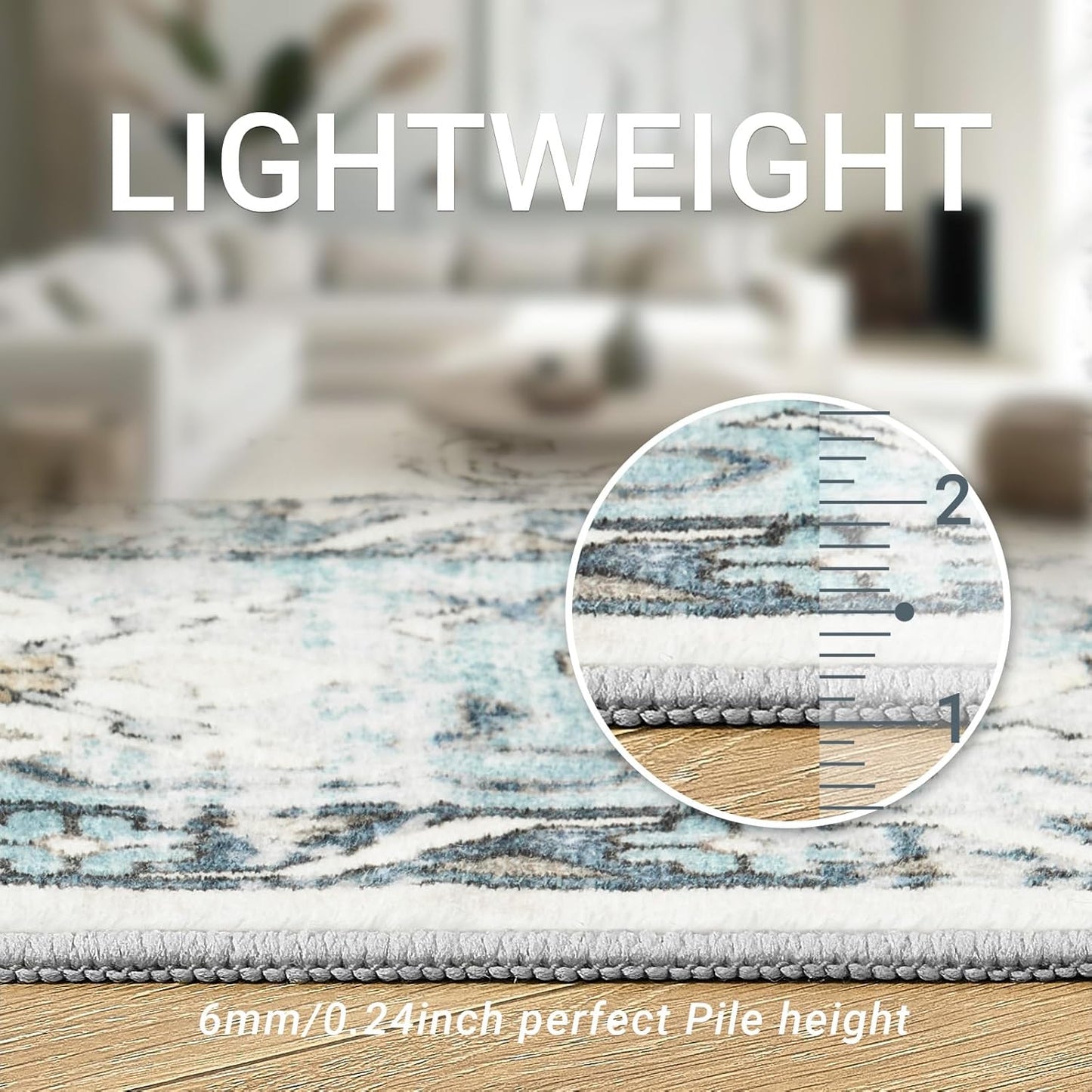 zesthome 9x12 Area Rugs-Washable Rug for Living Room, Non-Slip Backing Rugs, Stain Resistant 9x12 Rug for Bedroom, Ultra-Thin Low Pile Rugs, Vintage Large Home Decor