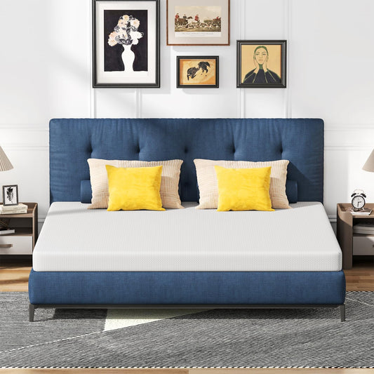 FDW | 6 Inch King Mattress | Medium Firm | Gel Memory Foam Mattress | White | Bed in a Box, CertiPUR-US Certified | Pressure Relief, Cooling Ventilated Foam | Washable Removable Cover