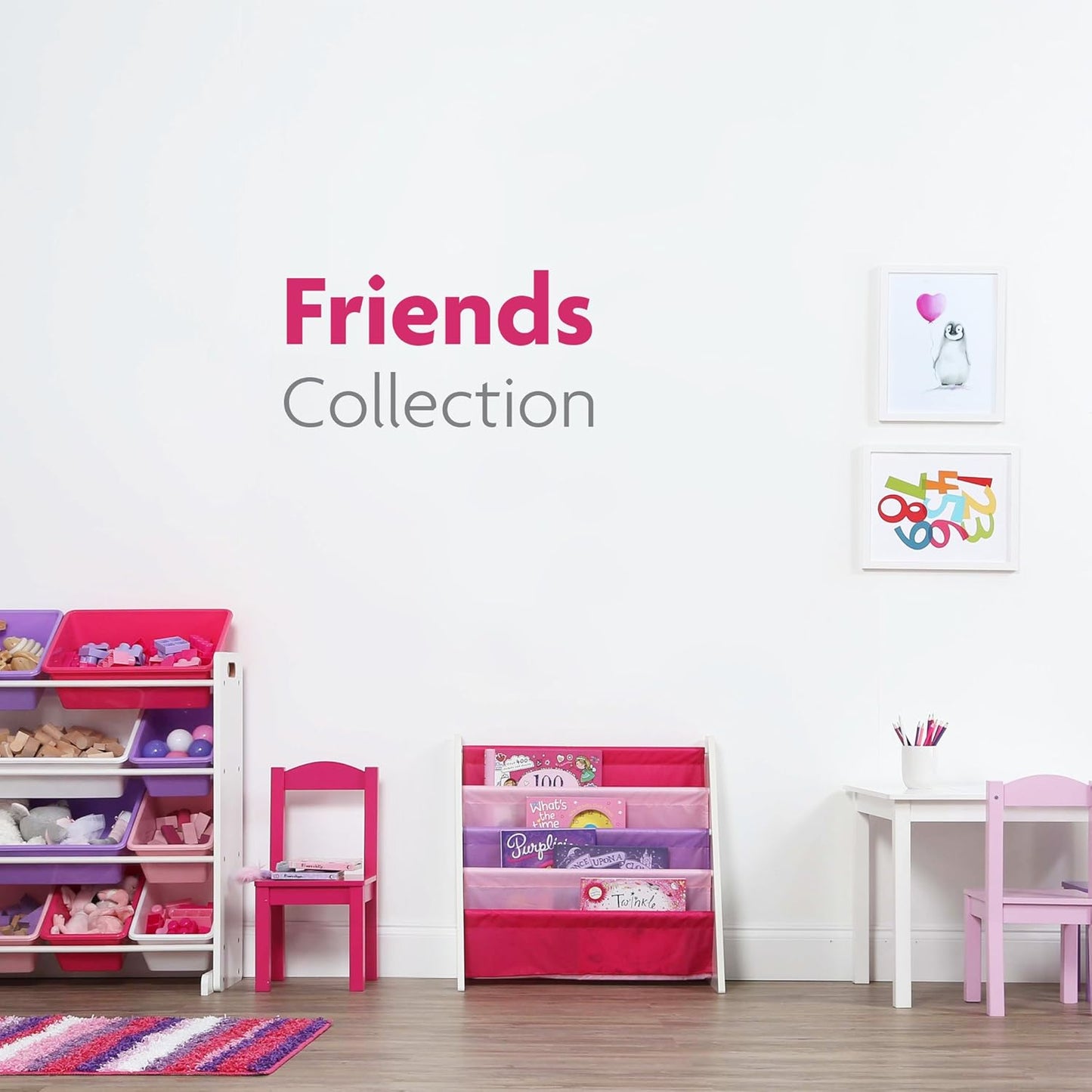Humble Crew Kids Wooden Table and 4 Chairs Set, White/Purple/Pink - Kids Table and Chair Set for Toddlers and Children for Arts, Crafts, and Snack Time - Sturdy, Durable Toddler Activity Table