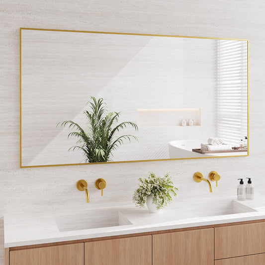 Koonmi Gold Mirrors for Wall, 30x60 Inch Bathroom Mirror, Rectangular Wall Mirror for Living Room Bedroom Bathroom, Hangs Horizontally or Vertically