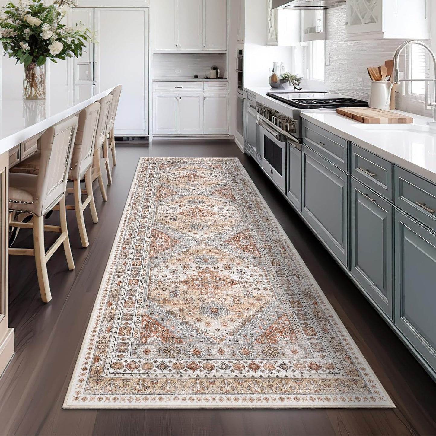 zesthome Washable Runner Rug 2.5x8 - Stain Resistant Entryway Rugs, Ultra-Thin Kitchen Rug, Anti Slip Backing Runner Rugs for Entrance Laundry Room Indoor Hallway (Orange,2.5'x8')