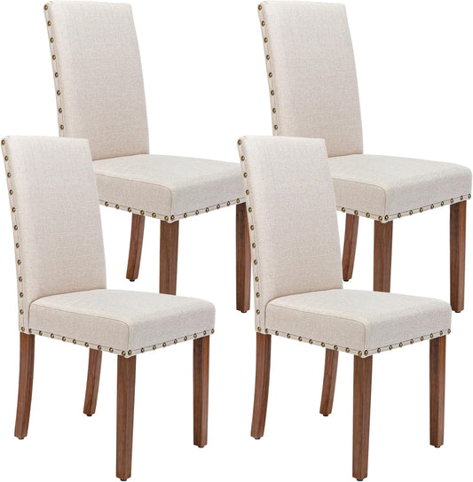 Parsons Kitchen Dining Chair Set Room Modern Upholstered Stylish Fabric High Back with Bronze Nailhead Trim