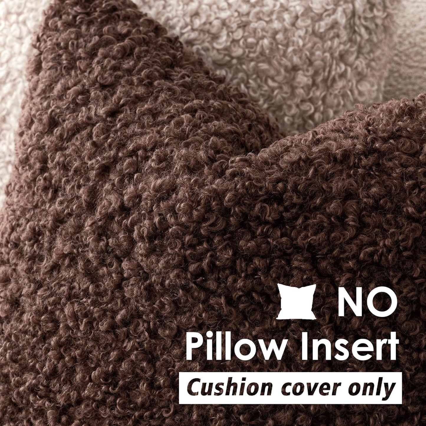 Foindtower Set of 2 Curly Teddy Wool Pillow Covers Decorative Boucle Textured Lumbar Throw Pillow Faux Fur Sherpa Pillowcases Sheepskin Fuzzy Cushion Case for Sofa Bedroom Car 12"x20" Red Brown