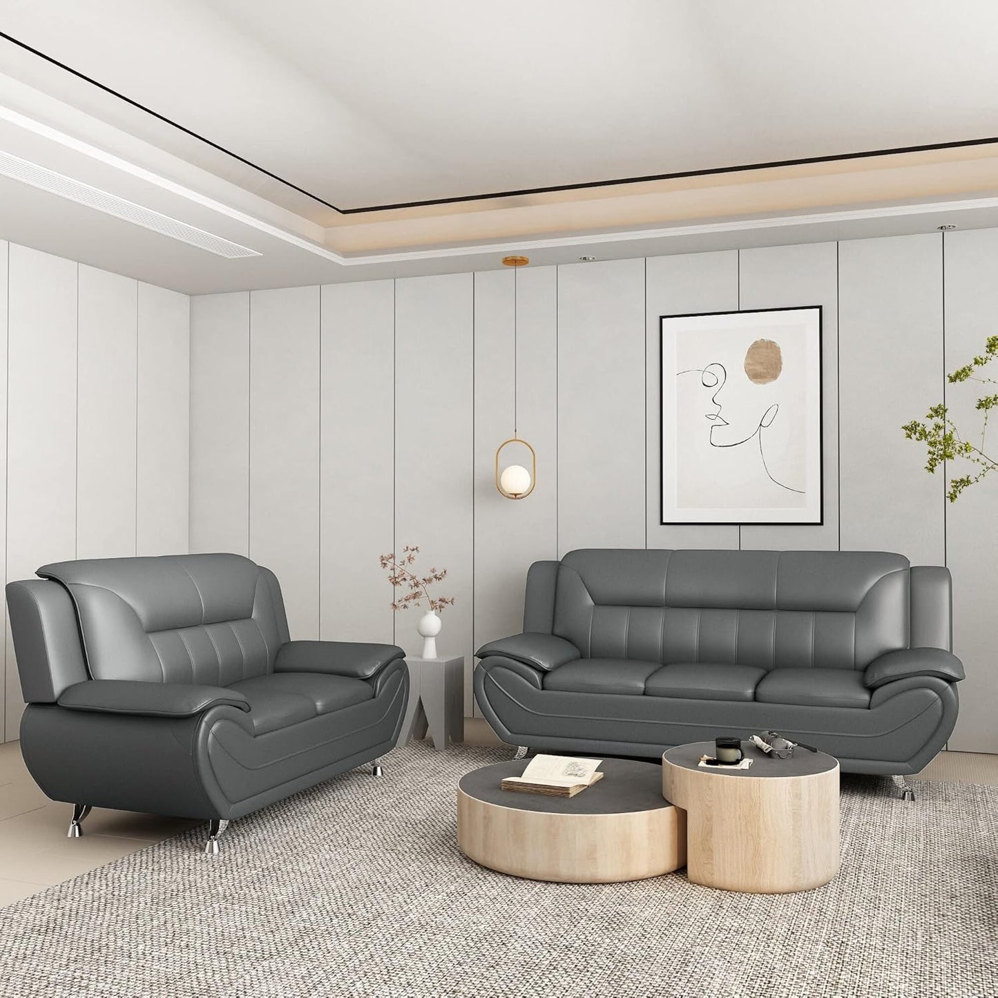 Container Furniture Direct Michael Sofa And Loveseat Gray